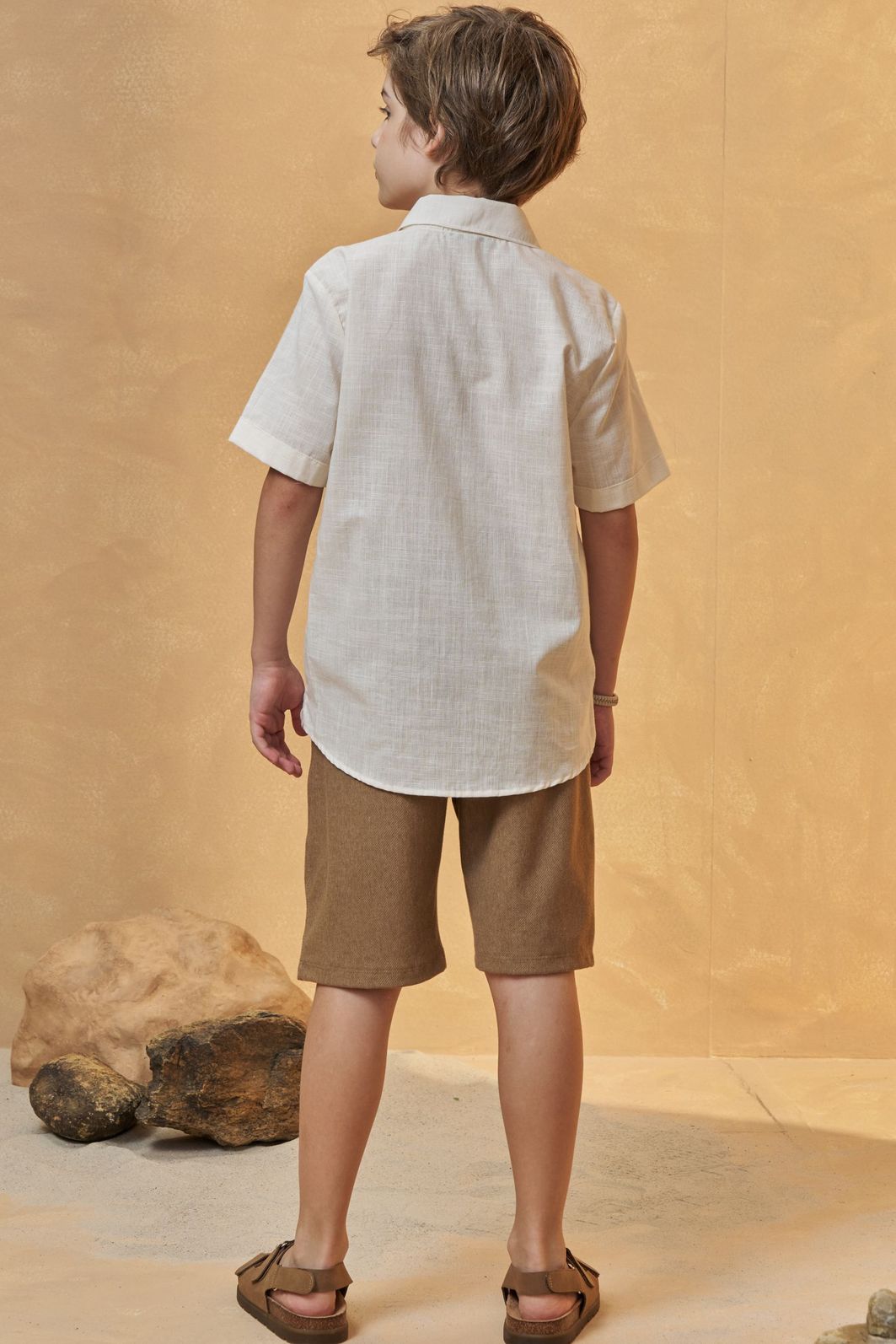 Conjunto de camisa em verano chambray e bermuda em cotton jeans com elastano 96723 Johnny Fox Teen Menino Conjunto de camisa em verano chambray e bermuda em cotton jeans com elastano 96723 Johnny Fox Teen Menino