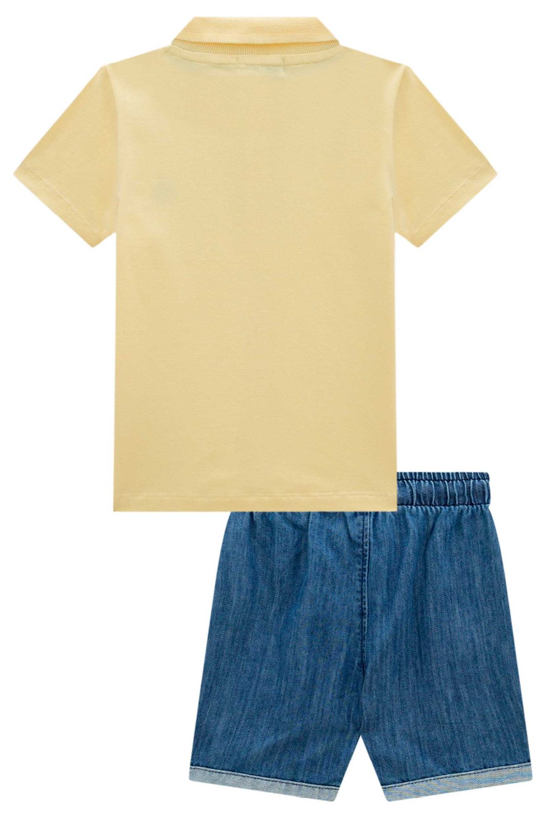 Conjunto de camisa polo em piquet com elastano e bermuda em jeans benício com elastano 98233 LucBoo Infantil Menino Conjunto de camisa polo em piquet com elastano e bermuda em jeans benício com elastano 98233 LucBoo Infantil Menino