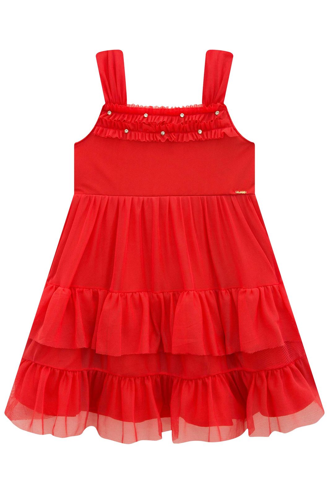 Vestido em tule com elastano 99200 Kukiê Infantil Menina Vestido em tule com elastano 99200 Kukiê Infantil Menina