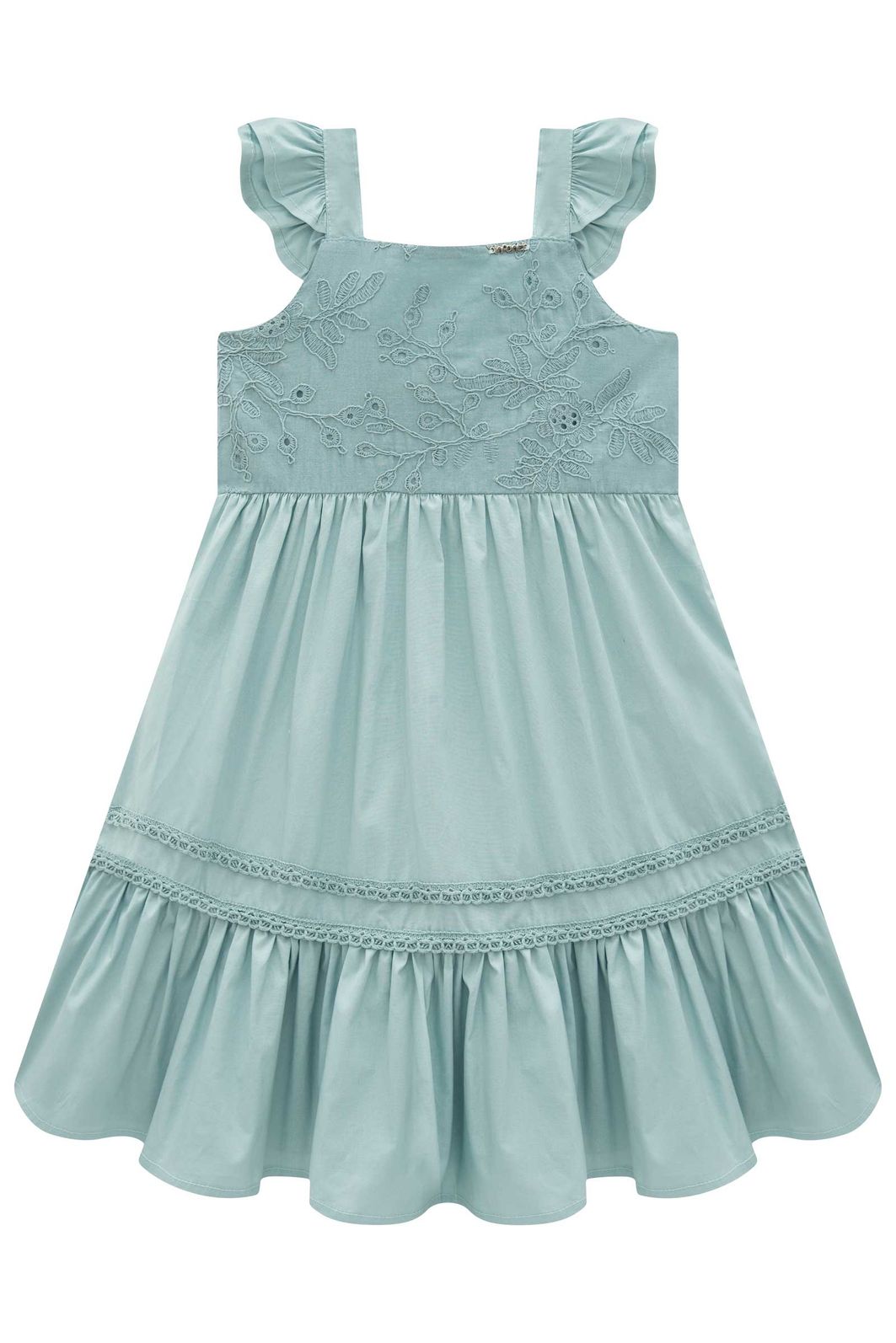 Vestido em tricoline com elastano e tricoline bordado 97010 Infanti Infantil Menina Vestido em tricoline com elastano e tricoline bordado 97010 Infanti Infantil Menina