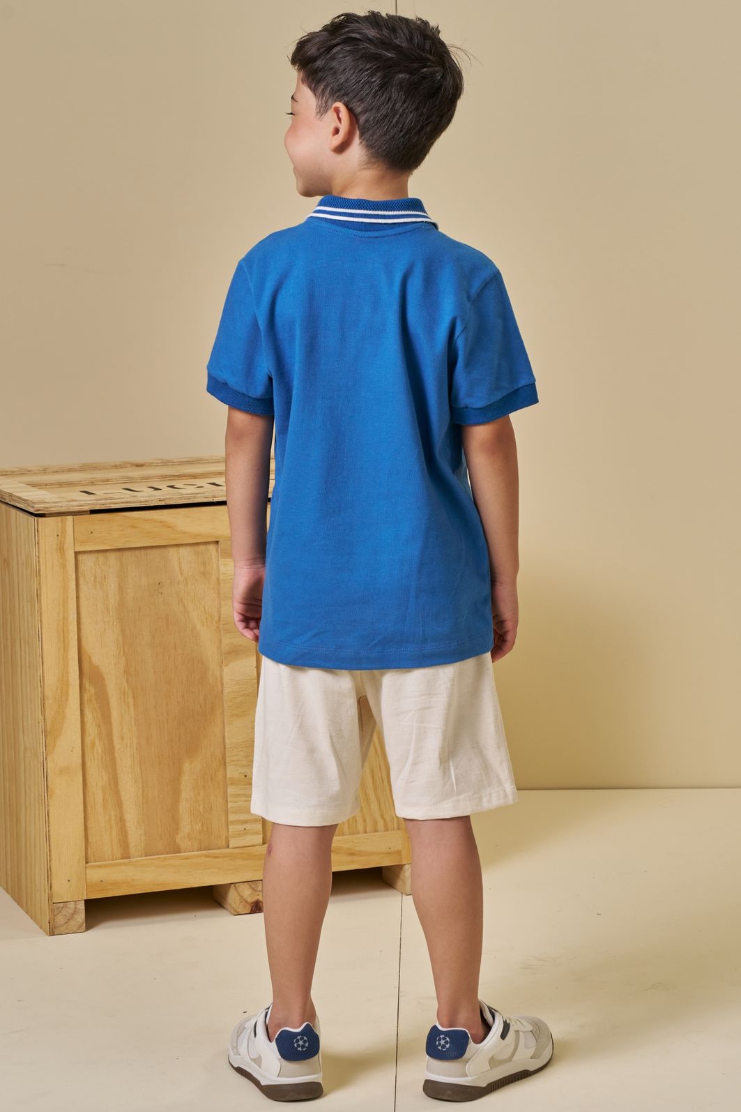Conjunto de camisa polo em piquet com elastano e bermuda em linho santorine com elastano 94568 LucBoo Infantil Menino Conjunto de camisa polo em piquet com elastano e bermuda em linho santorine com elastano 94568 LucBoo Infantil Menino