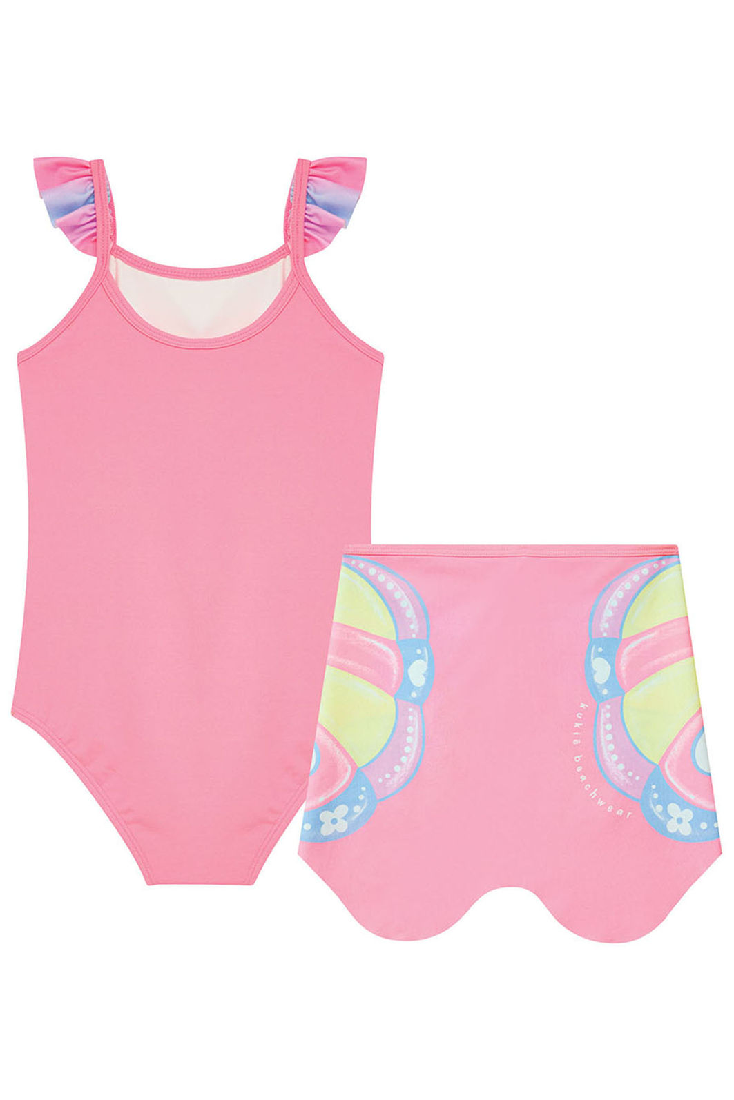 Conjunto de maiô e saída em malha com proteção UV50+ 95212 Kukiê Infantil Menina Conjunto de maiô e saída em malha com proteção UV50+ 95212 Kukiê Infantil Menina