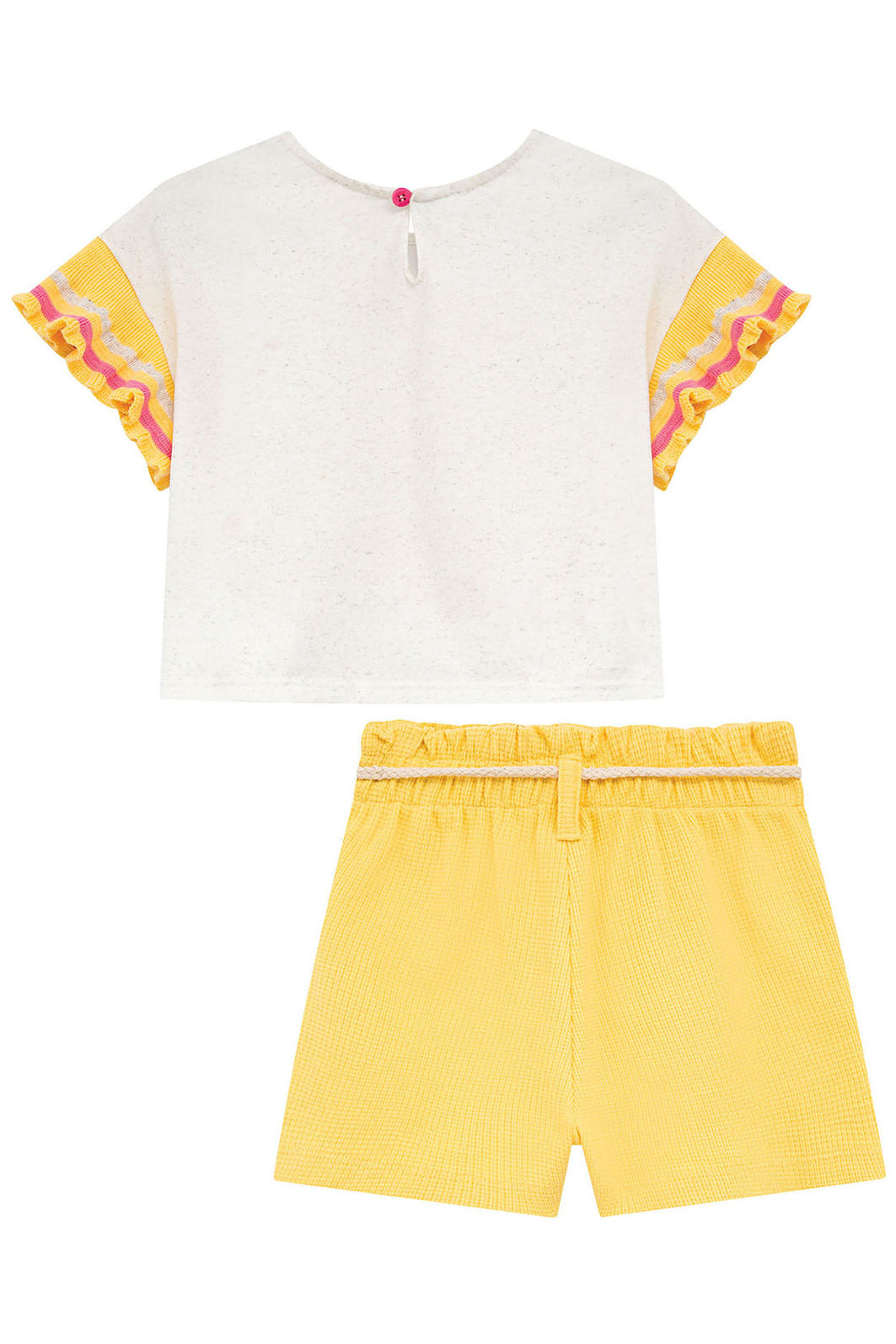 Conjunto de blusa em malha fresh e shorts em malha waffle 94799 Kukiê Infantil Menina Conjunto de blusa em malha fresh e shorts em malha waffle 94799 Kukiê Infantil Menina