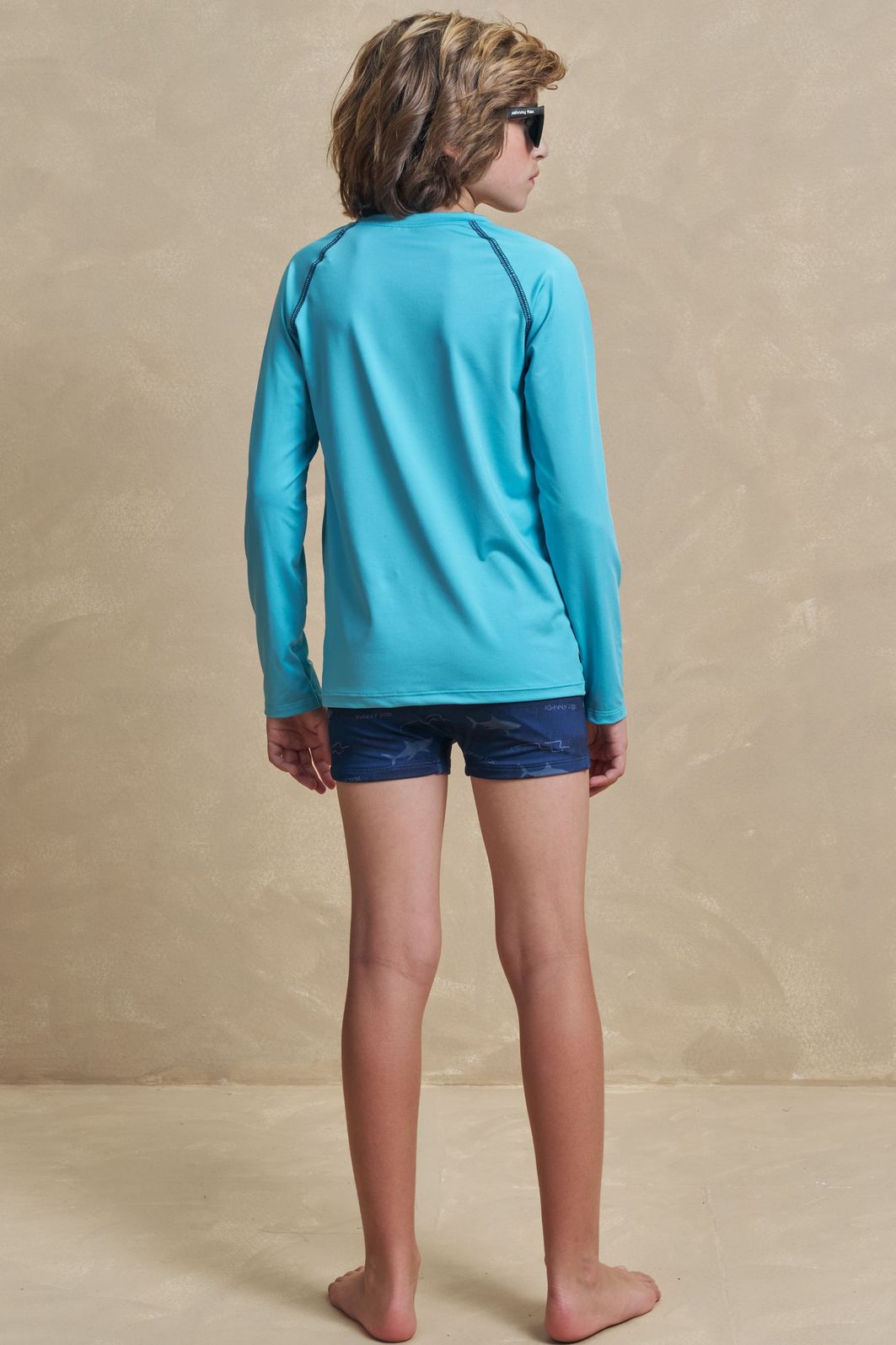 Conjunto de camiseta e sunga em malha uv dry com proteção UV50+ 97328 Johnny Fox Teen Menino Conjunto de camiseta e sunga em malha uv dry com proteção UV50+ 97328 Johnny Fox Teen Menino