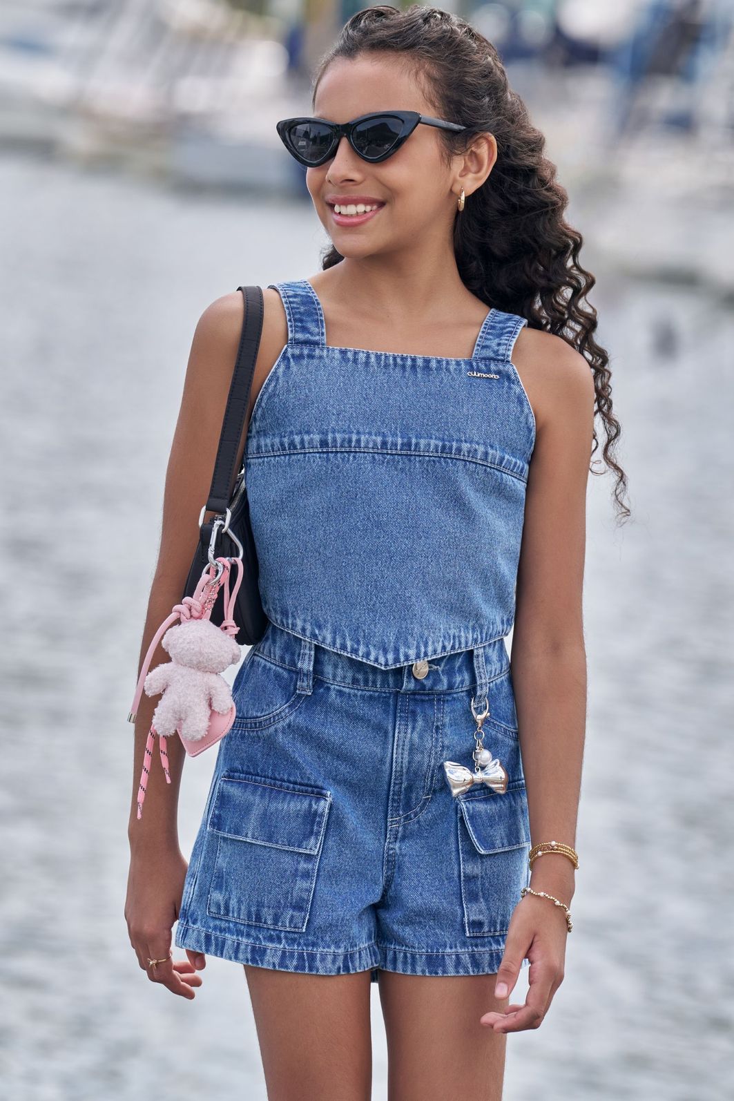 Conjunto de regata e shorts em jeans wishita 98996 Lilimoon Teen Menina