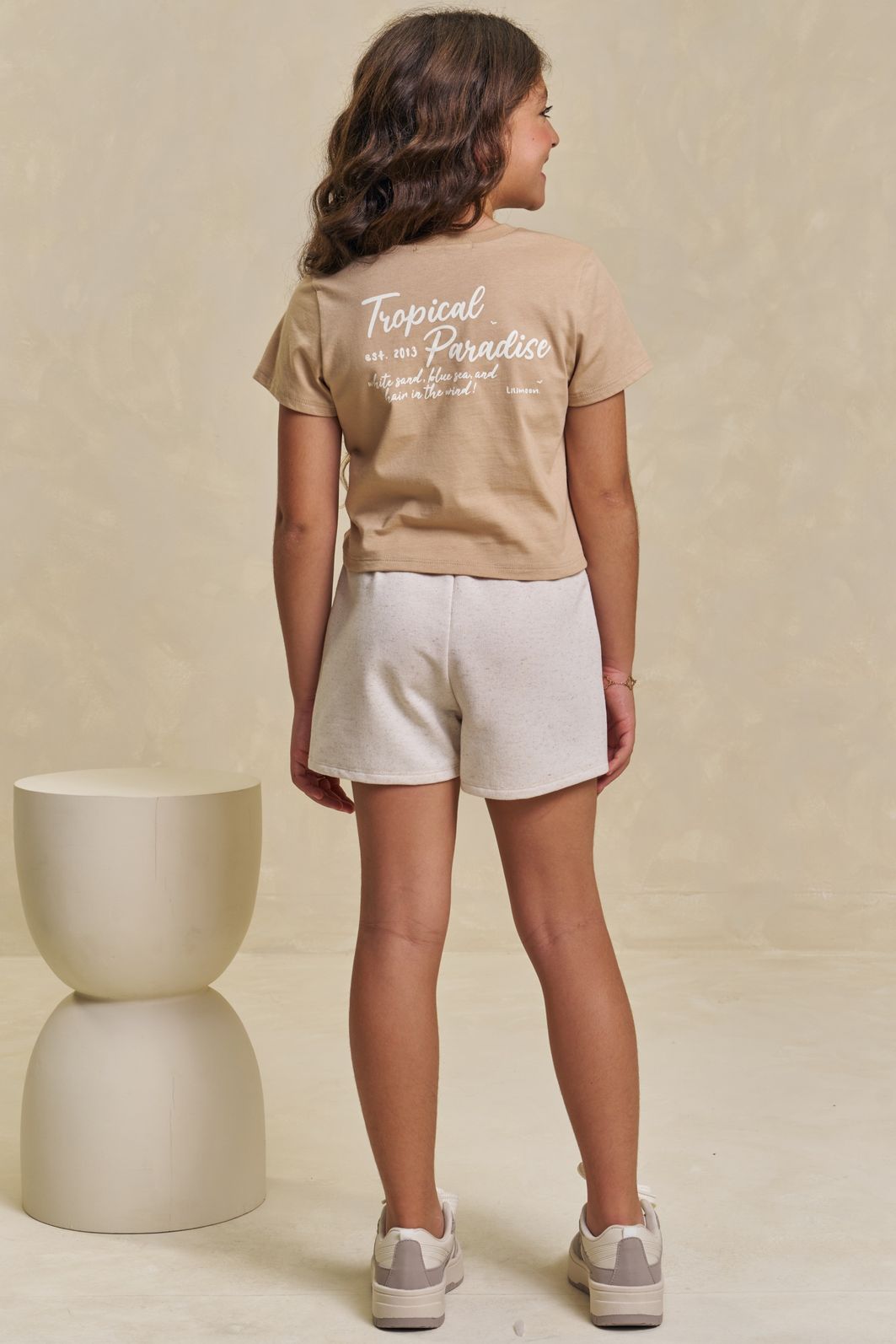 Conjunto de blusa em meia malha e short saia em moletom sem pelúcia 95821 Lilimoon Teen Menina