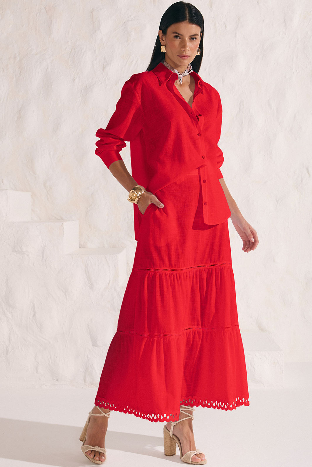 Saia maxi midi em viscose de linho 86573 Linzzi Saia maxi midi em viscose de linho 86573 Linzzi