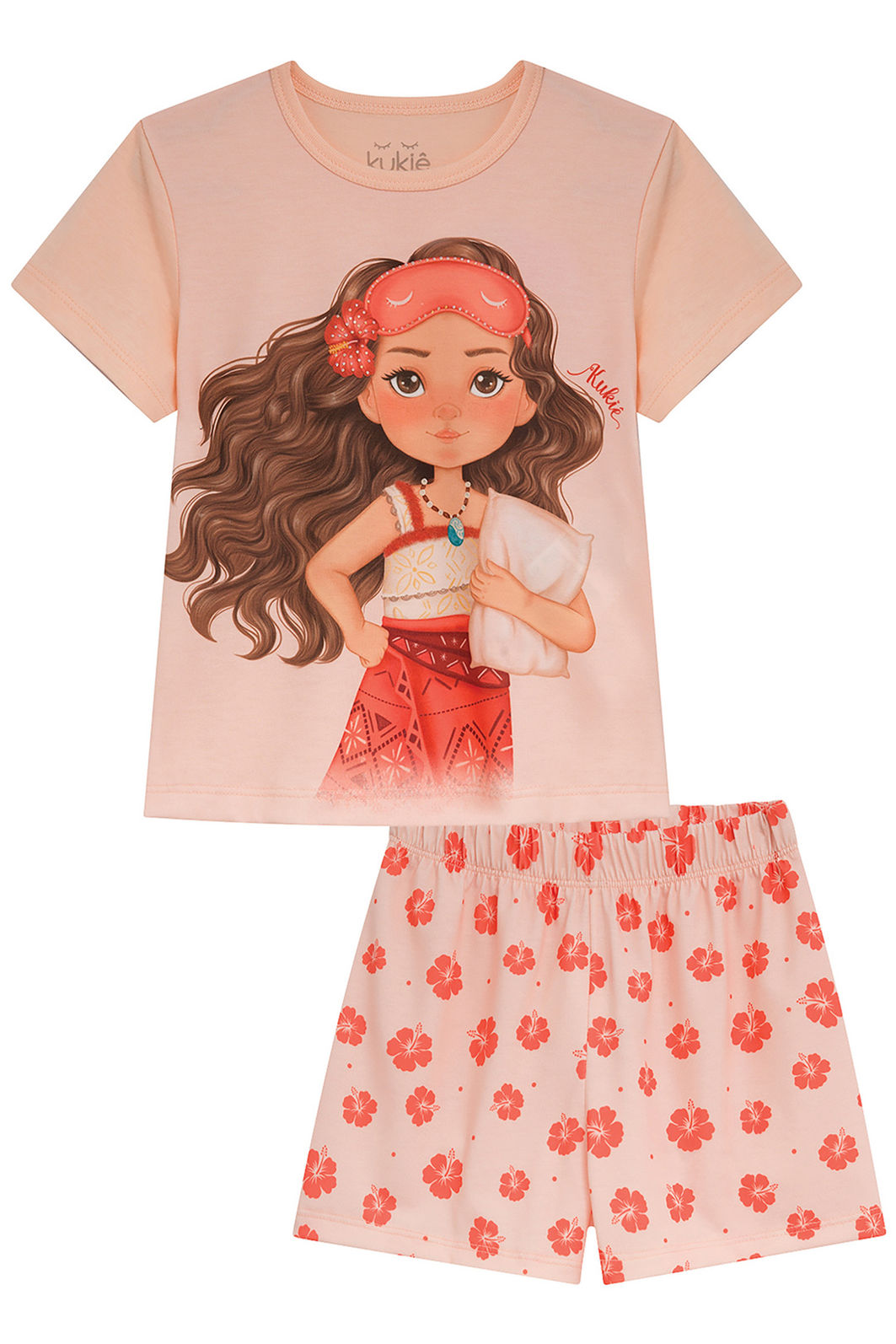 Conjunto de pijama de blusa em meia malha e shorts em malha fresh 94276 Kukiê Infantil Menina Conjunto de pijama de blusa em meia malha e shorts em malha fresh 94276 Kukiê Infantil Menina