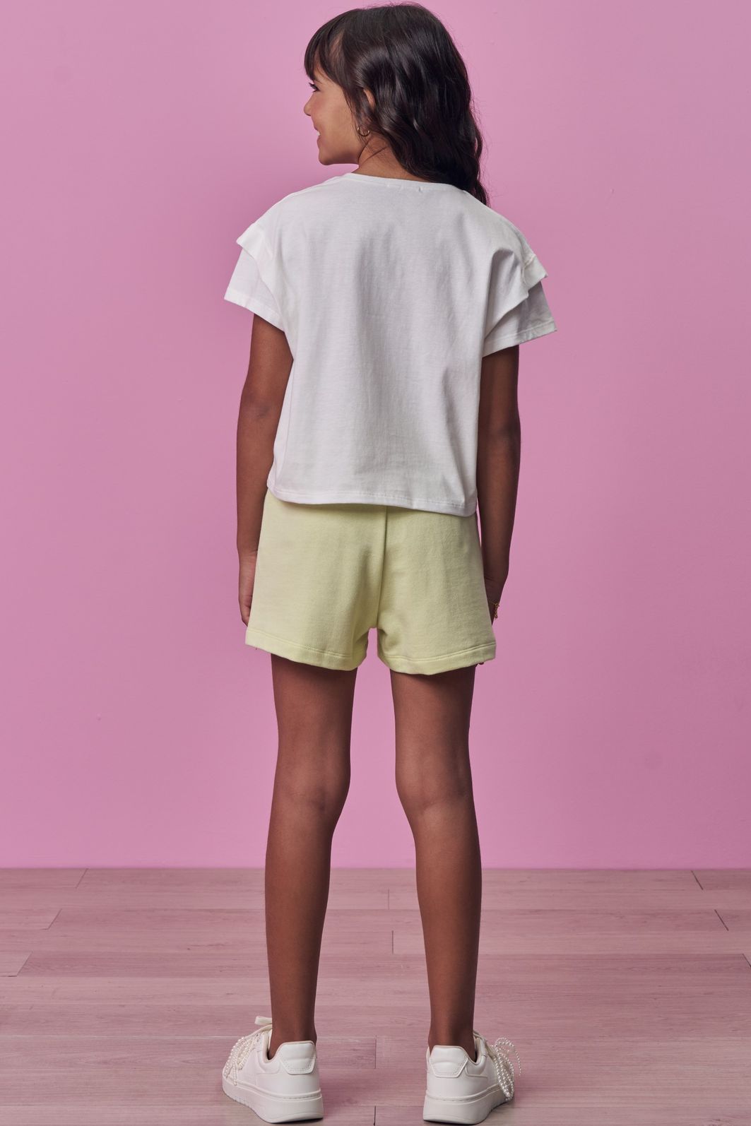 Conjunto de blusa em meia malha e shorts em moletom sem pelúcia 98499 Vic Teen Menina Conjunto de blusa em meia malha e shorts em moletom sem pelúcia 98499 Vic Teen Menina