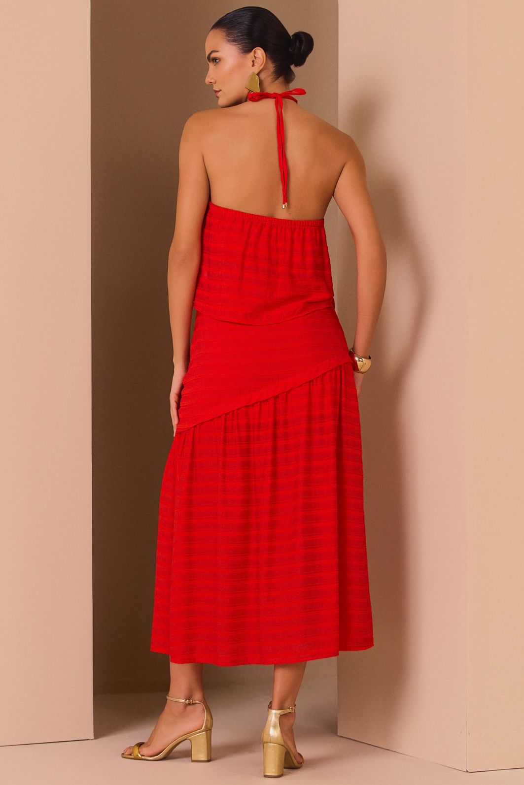 Saia maxi midi em crepe texturizado de viscose premium 99290 Linzzi Saia maxi midi em crepe texturizado de viscose premium 99290 Linzzi