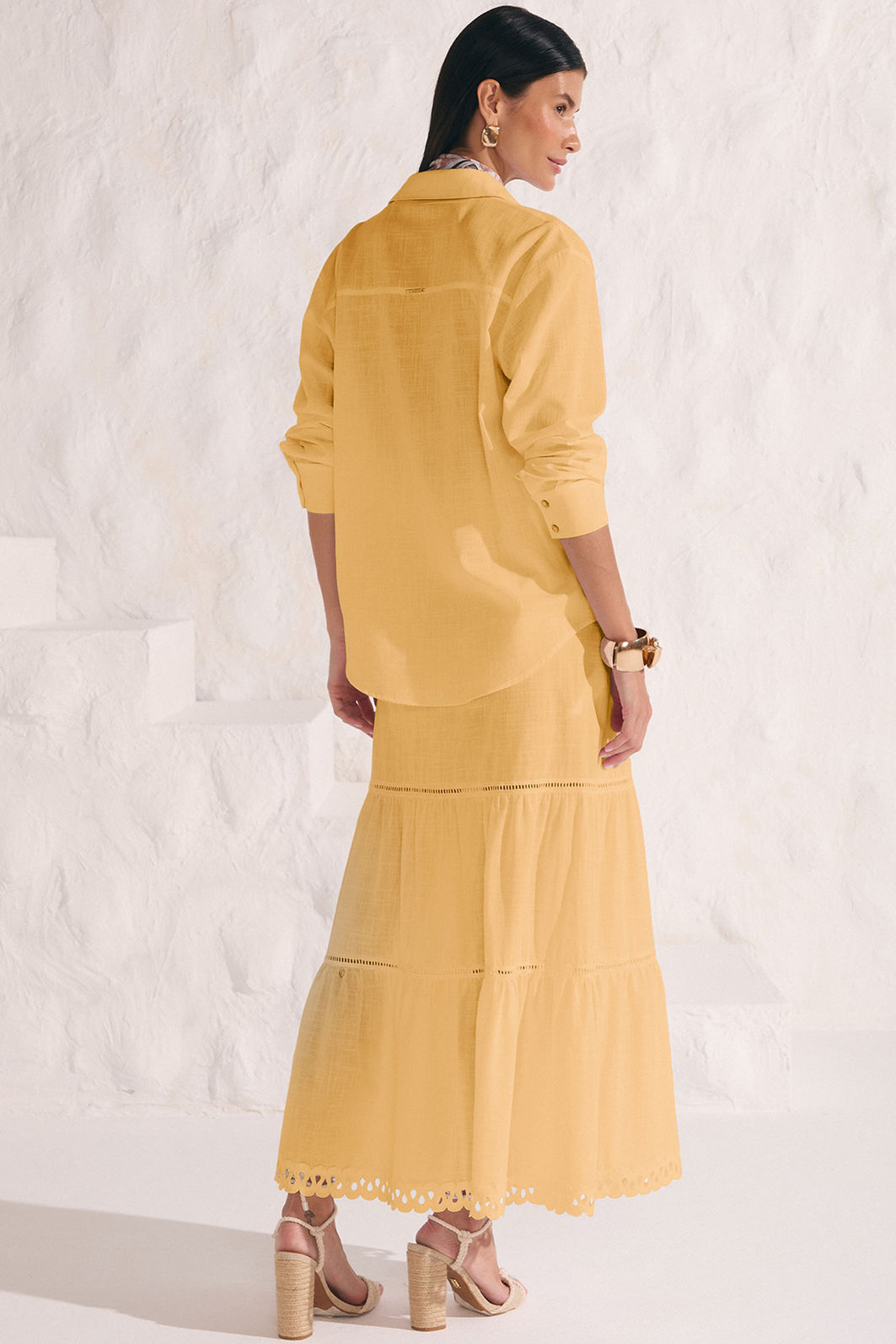 Saia maxi midi em viscose de linho 86573 Linzzi Saia maxi midi em viscose de linho 86573 Linzzi