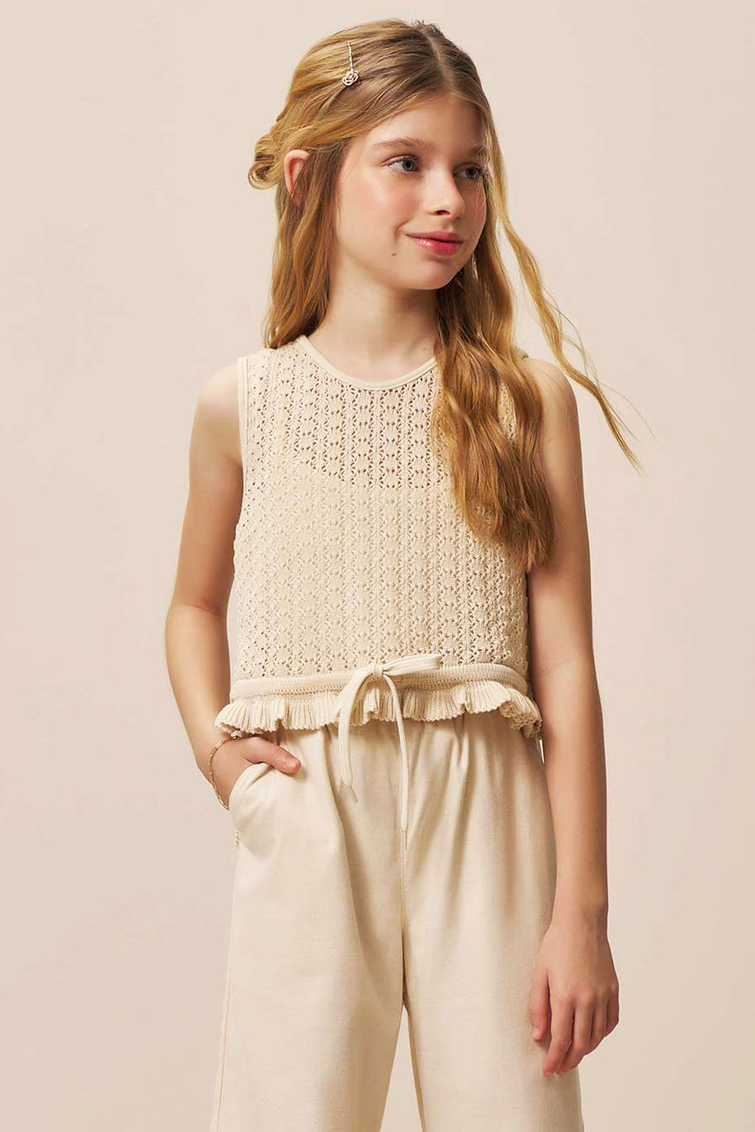 Regata sobreposição em tricot 100% algodão e top forro em ribana 1x1 94429 Vic Teen Menina Regata sobreposição em tricot 100% algodão e top forro em ribana 1x1 94429 Vic Teen Menina