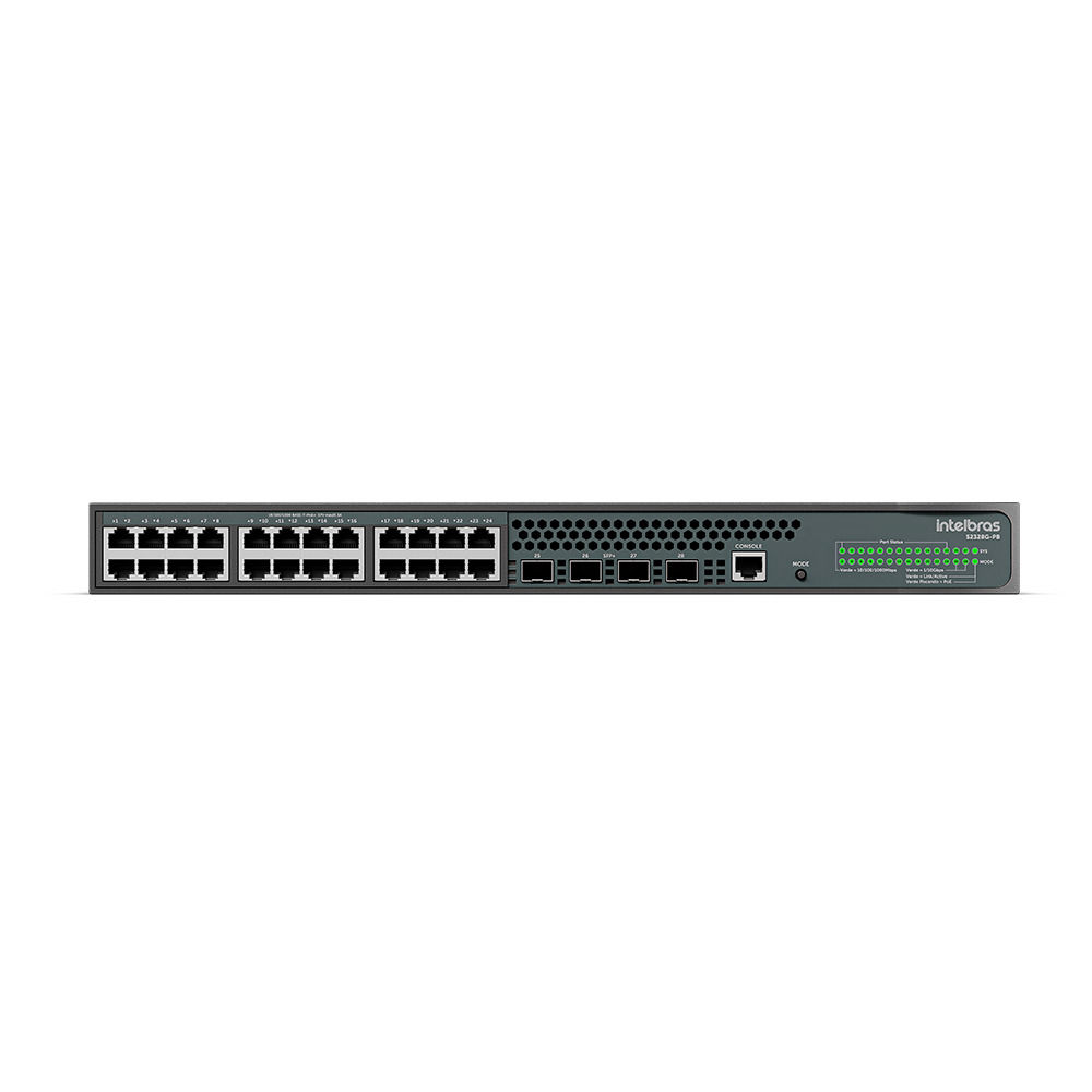 Switch Gerenciável 24 portas Gigabit PoE e 4 portas SFP+ - S2328G-PB