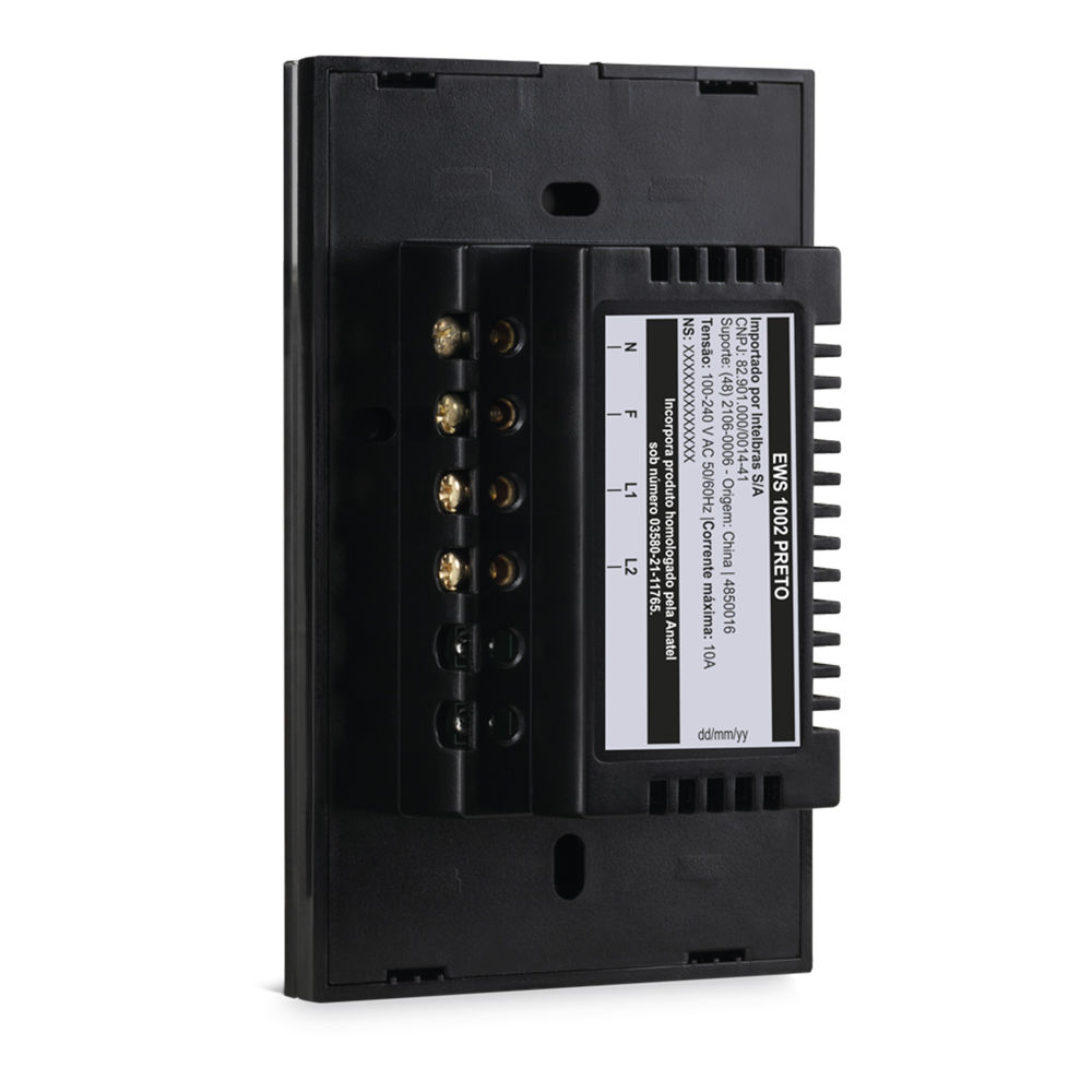 Interruptor touch smart Wi-Fi - EWS 1002 Preto Interruptor touch smart Wi-Fi - EWS 1002 Preto