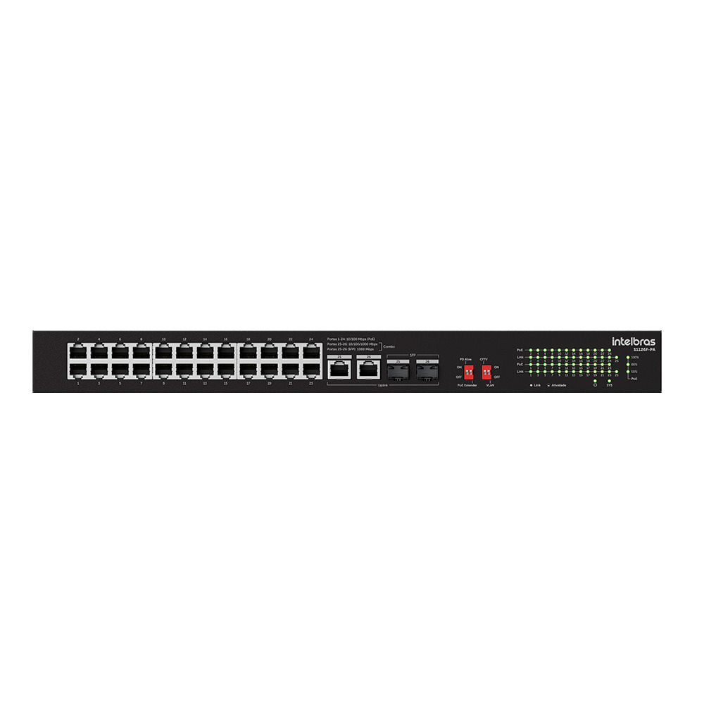 Switch Não Gerenciável Fast Ethernet PoE 26 portas - S1126F-PA Switch Não Gerenciável Fast Ethernet PoE 26 portas - S1126F-PA
