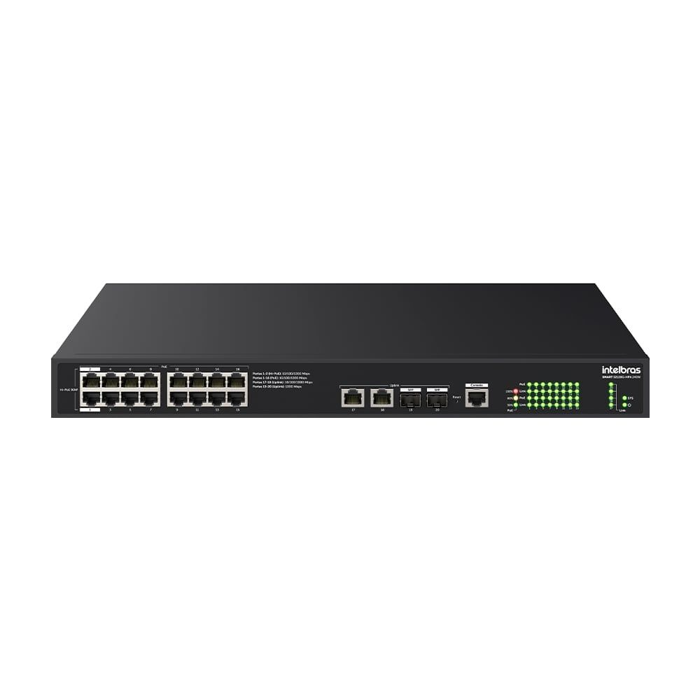 Switch Smart Hi-PoE com 20 portas Gigabit - SMART S2120G-HPA 240W
