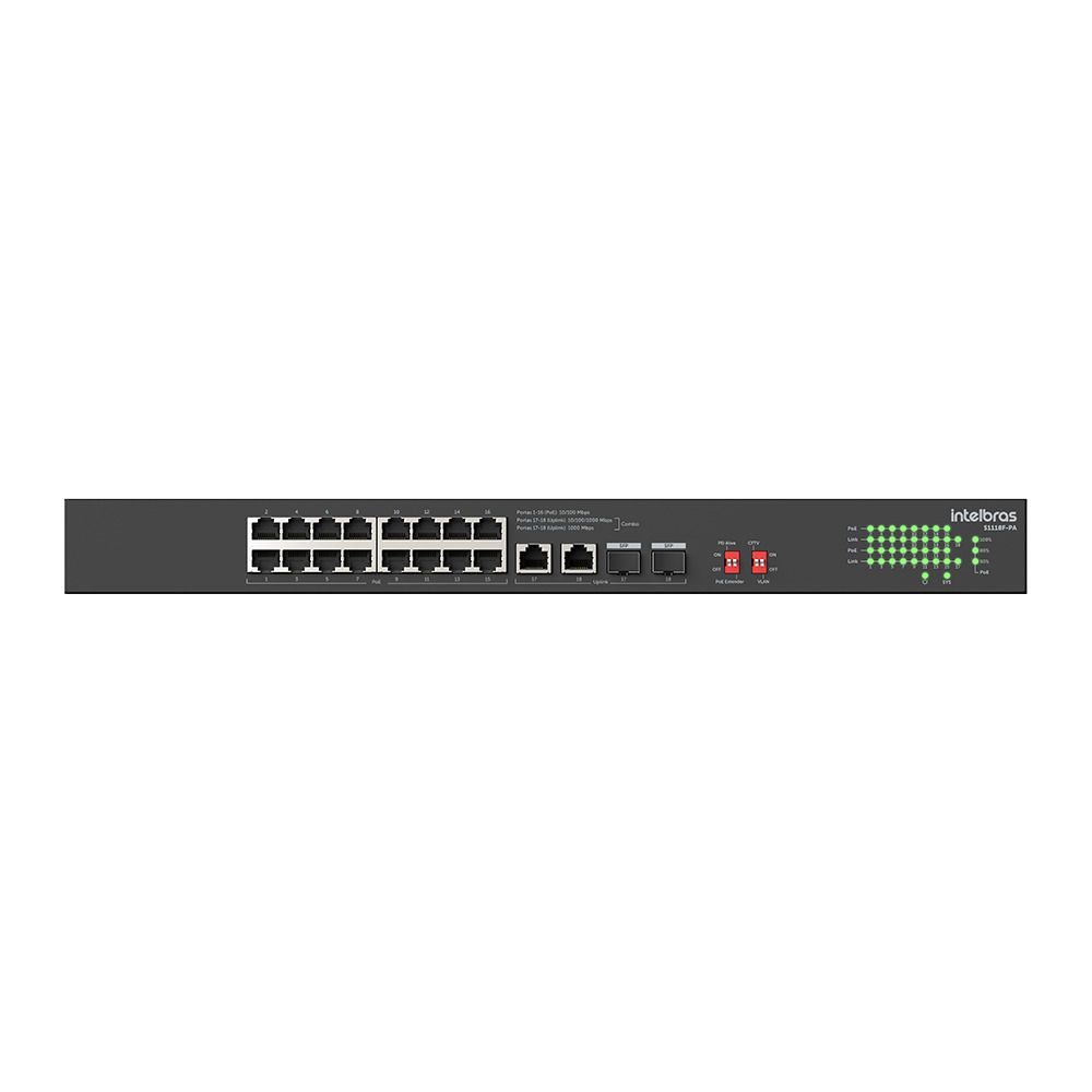 Switch Não Gerenciável Fast Ethernet PoE 18 portas - S1118F-PA Switch Não Gerenciável Fast Ethernet PoE 18 portas - S1118F-PA