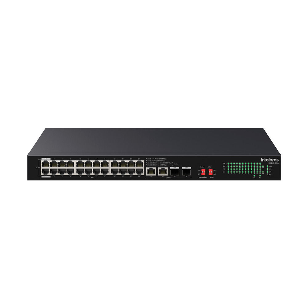 Switch Não Gerenciável Hi-PoE 26 portas Fast Ethernet - S1126F-HPA Switch Não Gerenciável Hi-PoE 26 portas Fast Ethernet - S1126F-HPA
