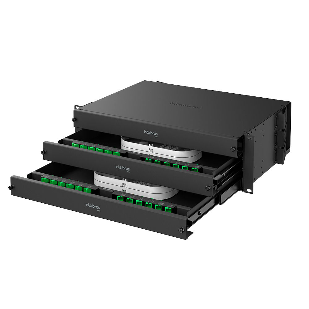 Distribuidor Interno Óptico com bandeja deslizante - DIO 48FO D 2U Distribuidor Interno Óptico com bandeja deslizante - DIO 48FO D 2U