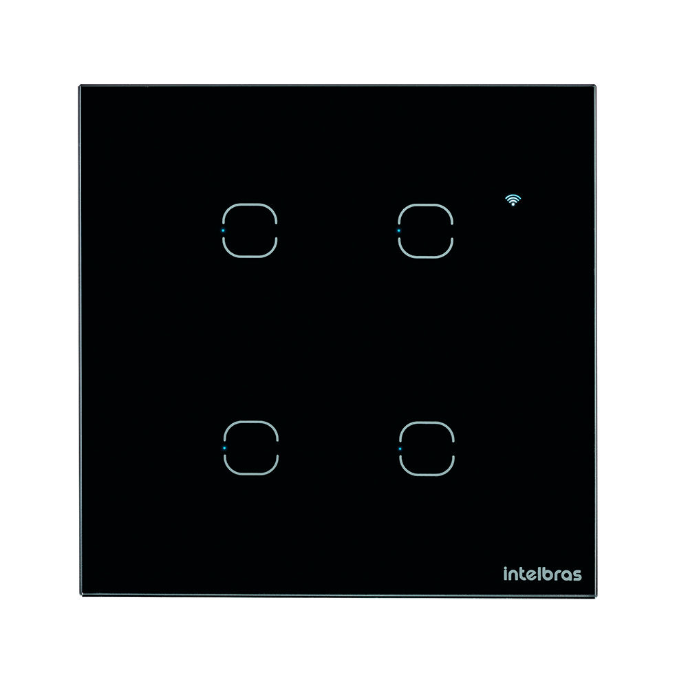 Interruptor touch smart Wi-Fi 4 teclas - EWS 1004 Preto Interruptor touch smart Wi-Fi 4 teclas - EWS 1004 Preto