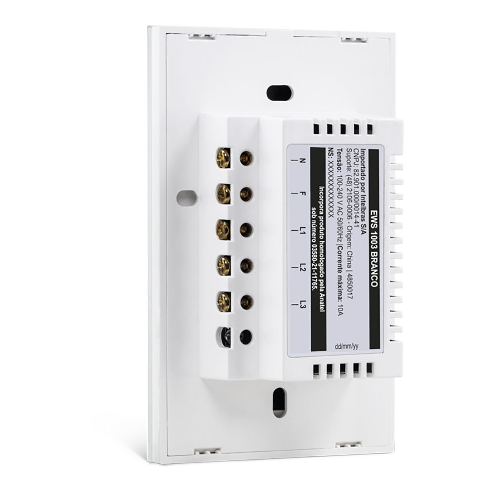 Interruptor touch smart Wi-Fi - EWS 1003 Branco Interruptor touch smart Wi-Fi - EWS 1003 Branco