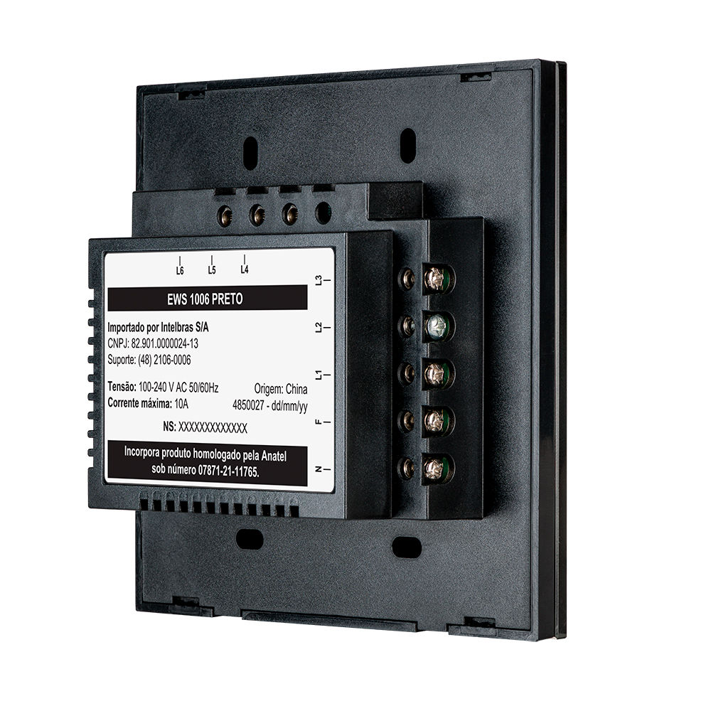 Interruptor touch smart Wi-Fi 6 teclas Preto - EWS 1006