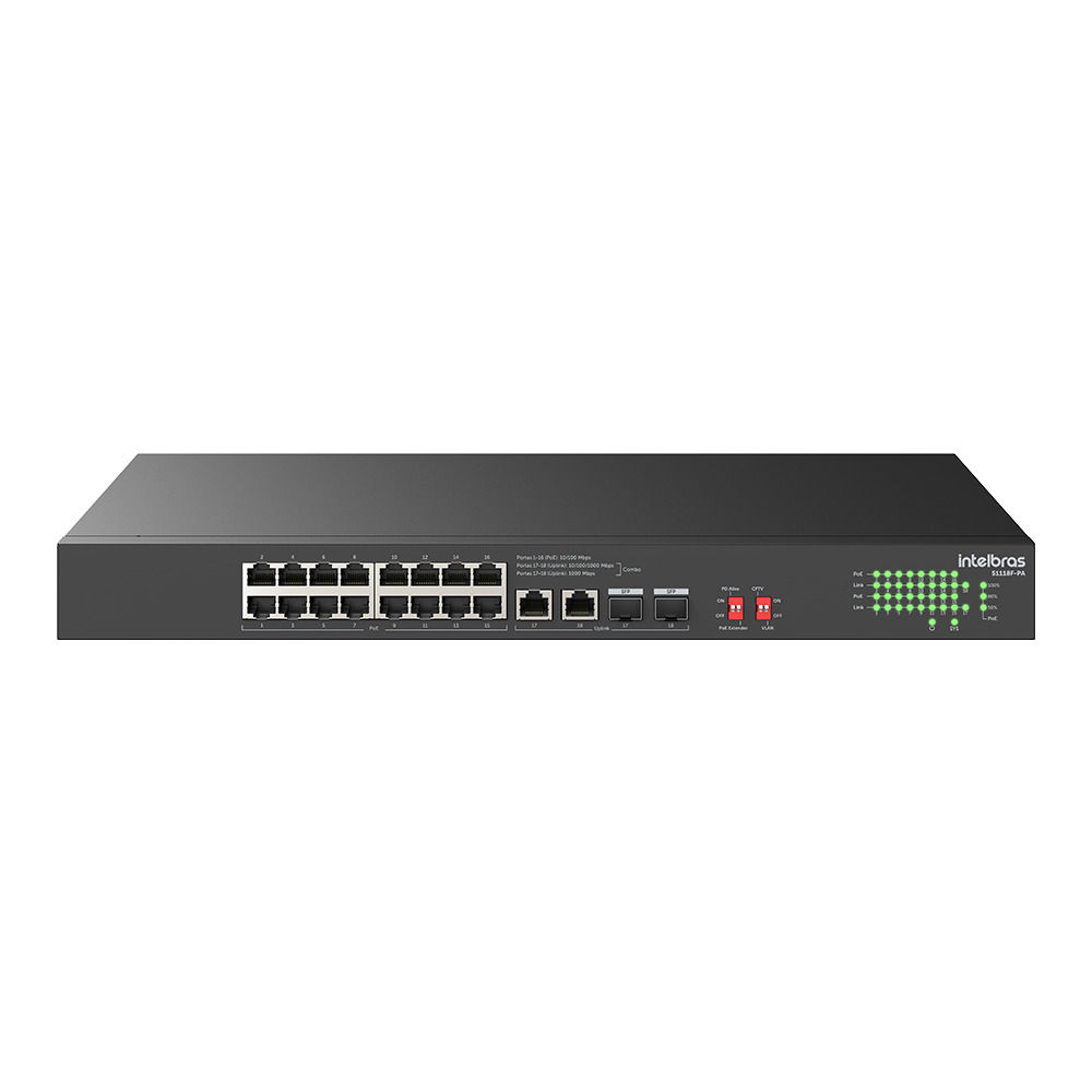 Switch Não Gerenciável Fast Ethernet PoE 18 portas - S1118F-PA Switch Não Gerenciável Fast Ethernet PoE 18 portas - S1118F-PA