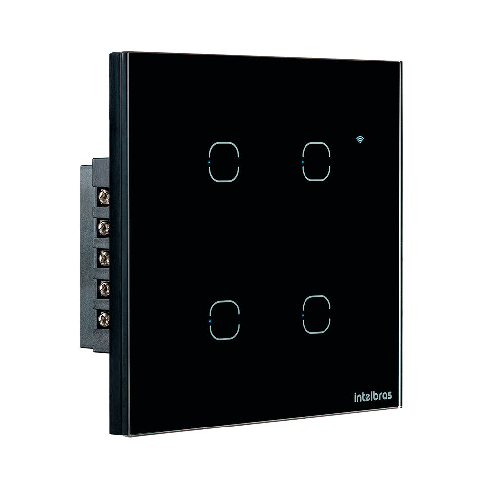 Interruptor touch smart Wi-Fi 4 teclas - EWS 1004 Preto Interruptor touch smart Wi-Fi 4 teclas - EWS 1004 Preto