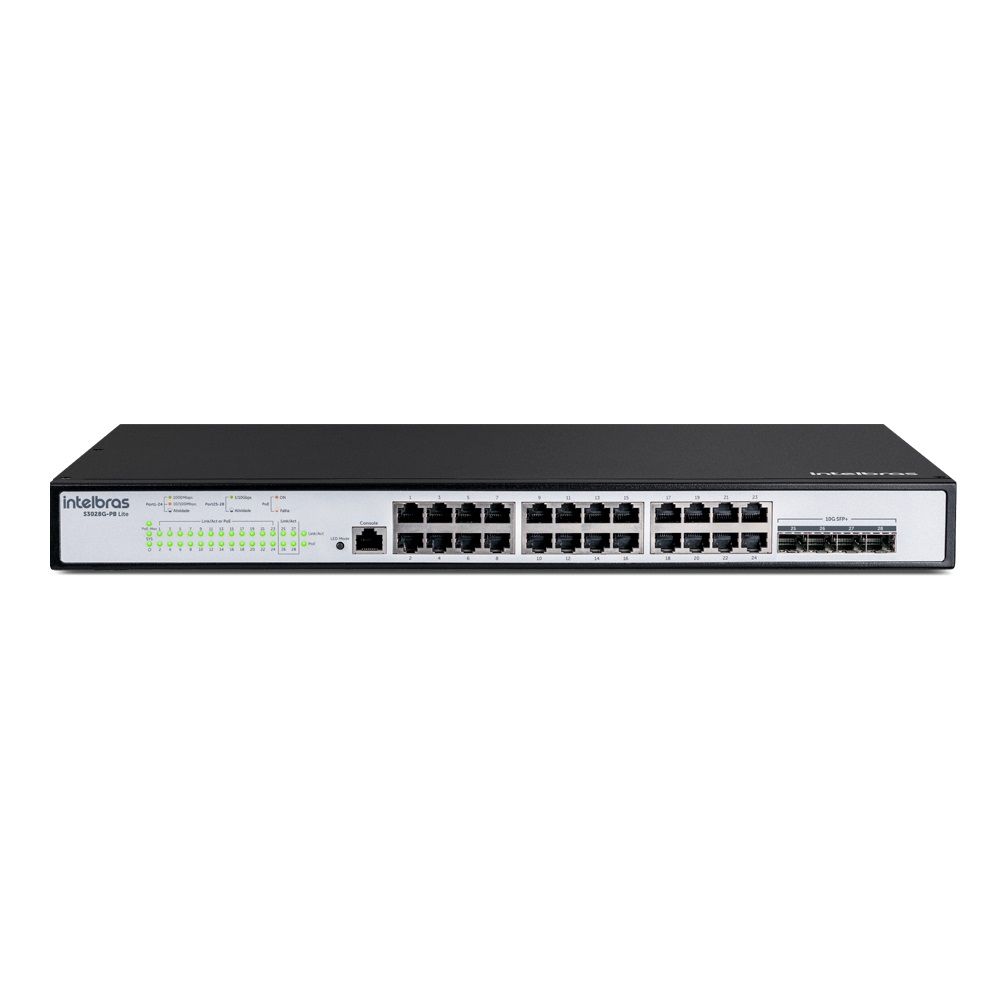 Switch Gerenciável L3 com 24 portas Gigabit PoE e 4 SFP+ - S3028G-PB Lite Switch Gerenciável L3 com 24 portas Gigabit PoE e 4 SFP+ - S3028G-PB Lite