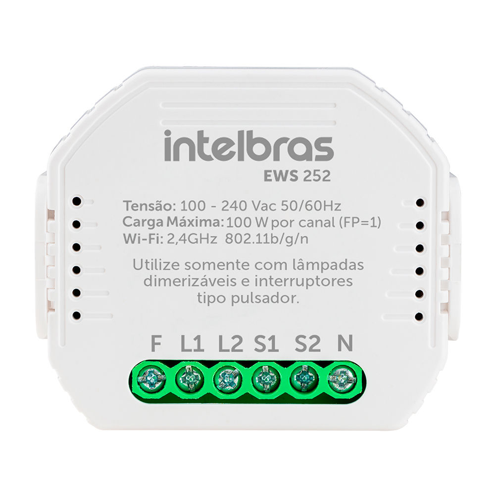 Minicontrolador dimmer smart Wi-Fi para 2 interruptores - EWS 252