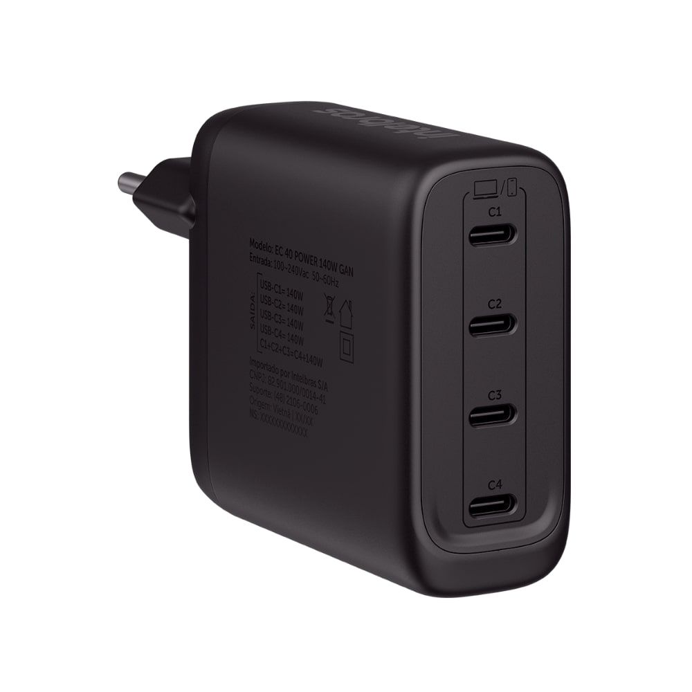 Carregador com 4 portas USB-C - EC 40 POWER 140W GaN