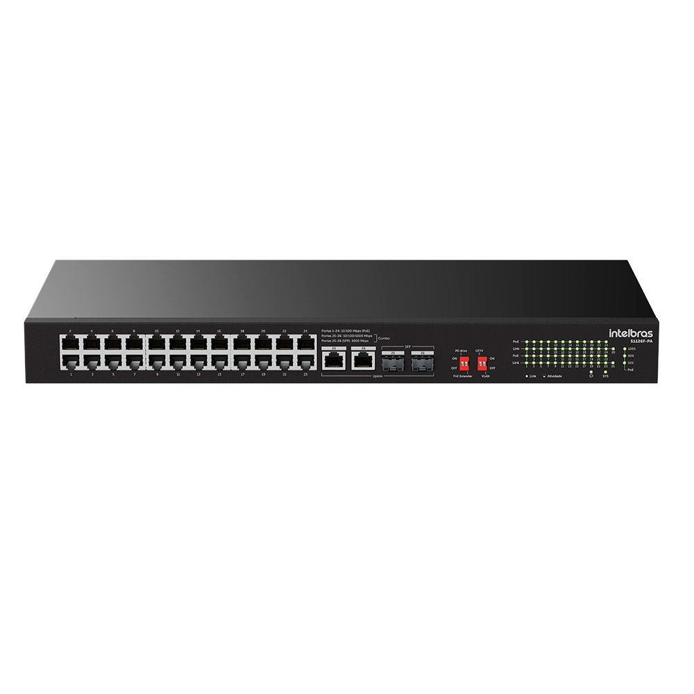 Switch Não Gerenciável Fast Ethernet PoE 26 portas - S1126F-PA