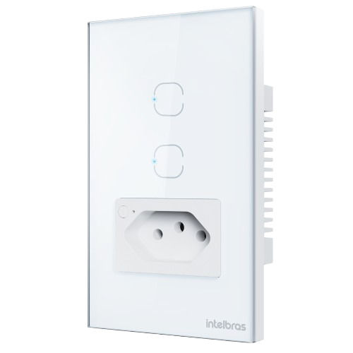 Tomada com Interruptor Inteligente Wi-Fi (2 tecla) - ETS 2002 BRANCO Tomada com Interruptor Inteligente Wi-Fi (2 tecla) - ETS 2002 BRANCO
