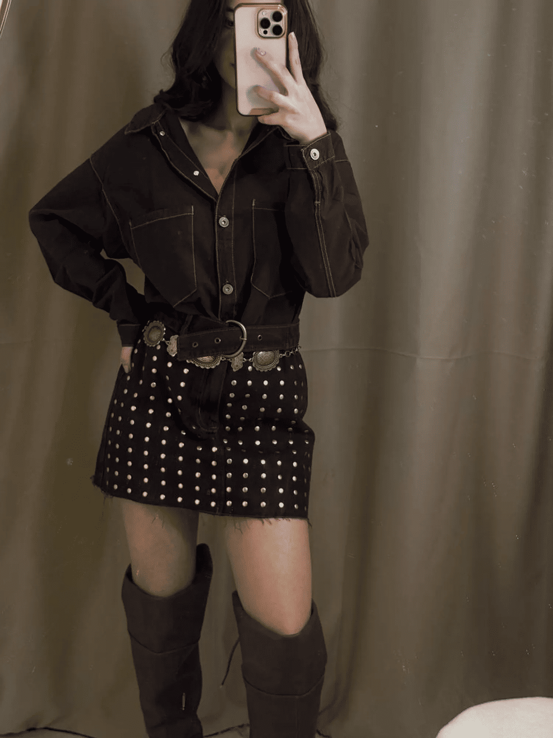 camisa feminina sarja oversize marrom