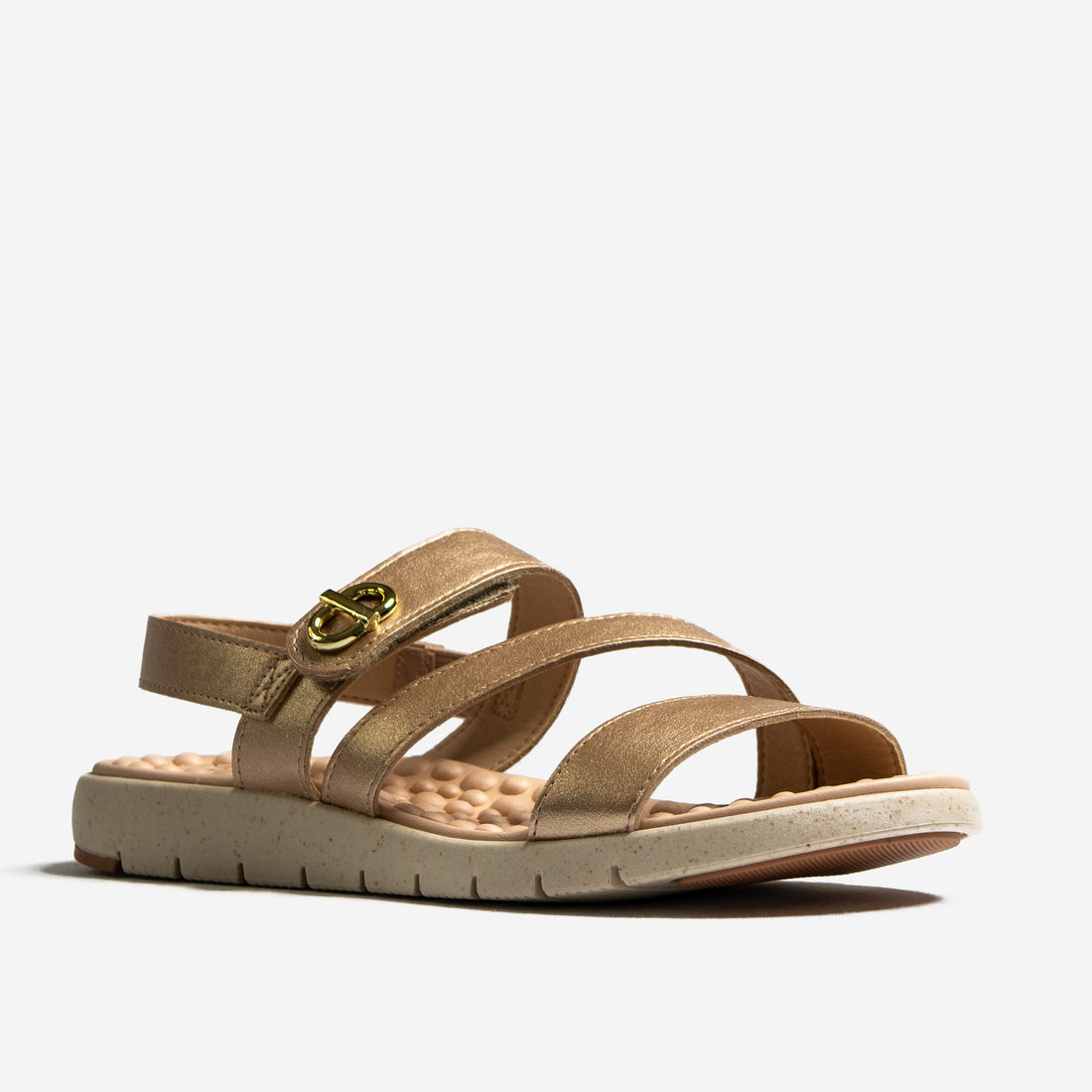 Sandália Modare Ultra Conforto Palmilha Massageadora Tiras Metalizadas Aplicação Logo Dourado Sandália Modare Ultra Conforto Palmilha Massageadora Tiras Metalizadas Aplicação Logo Dourado