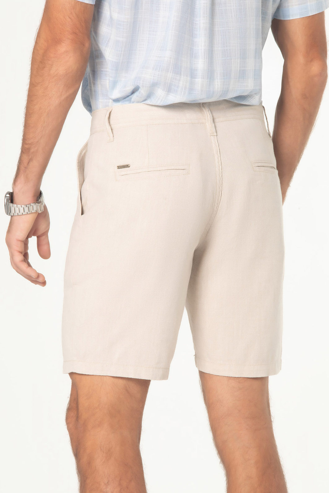 Bermuda Dlz Chino AVML Aplicação Bordado Logo Bolso Faca Bege Mescla Bermuda Dlz Chino AVML Aplicação Bordado Logo Bolso Faca Bege Mescla