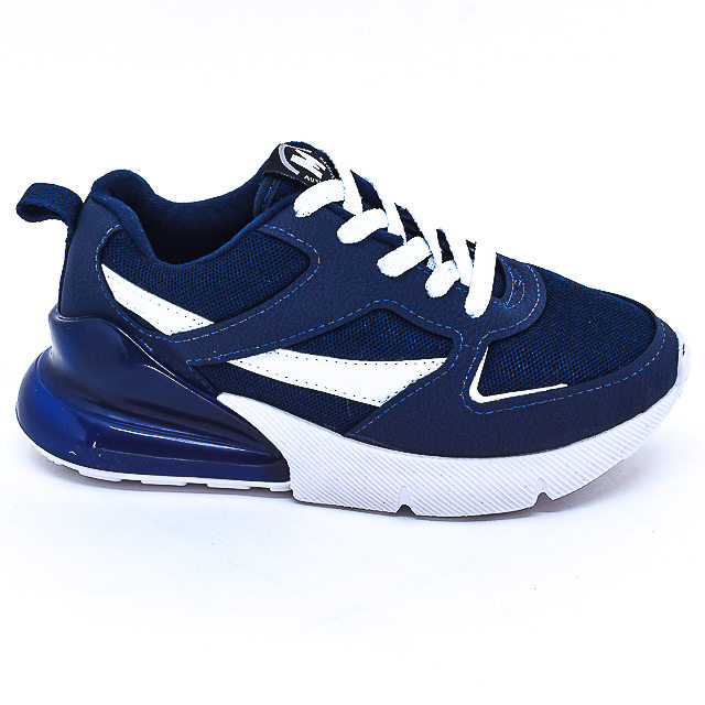 Tênis Molekinho Recortes Solado com Gel Azul Marinho e Branco