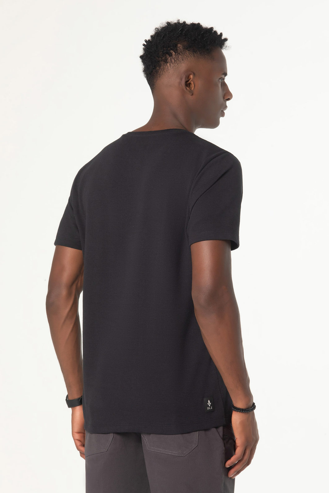 Camiseta Dlz Poliéster Algodão Manga Curta Estampa Escrita Emborrachado Preto