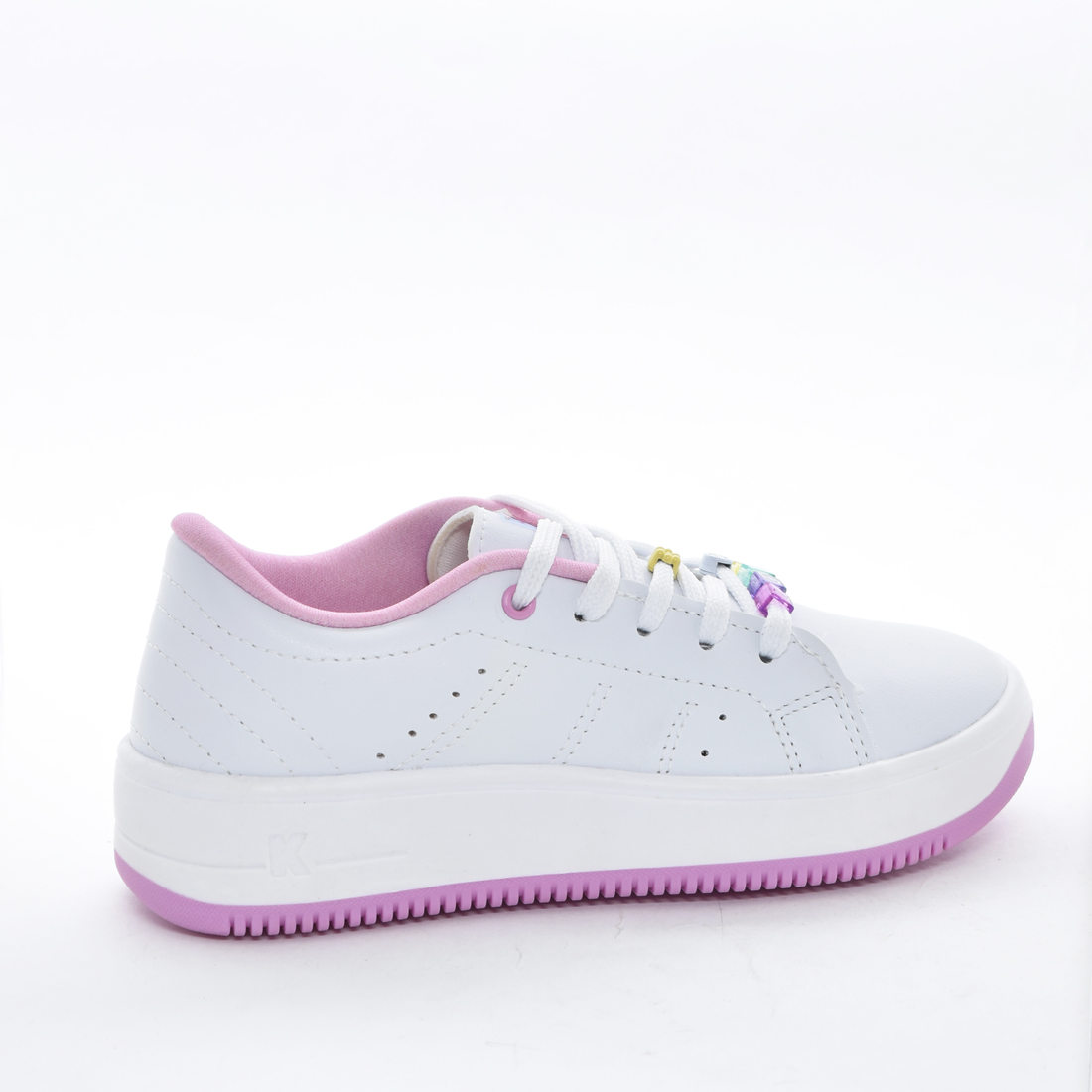 Tênis Kidy Tecnologia Respi-Tec Detalhe Costura Cadarço Missangas Emoji Solado Tratorado Branco