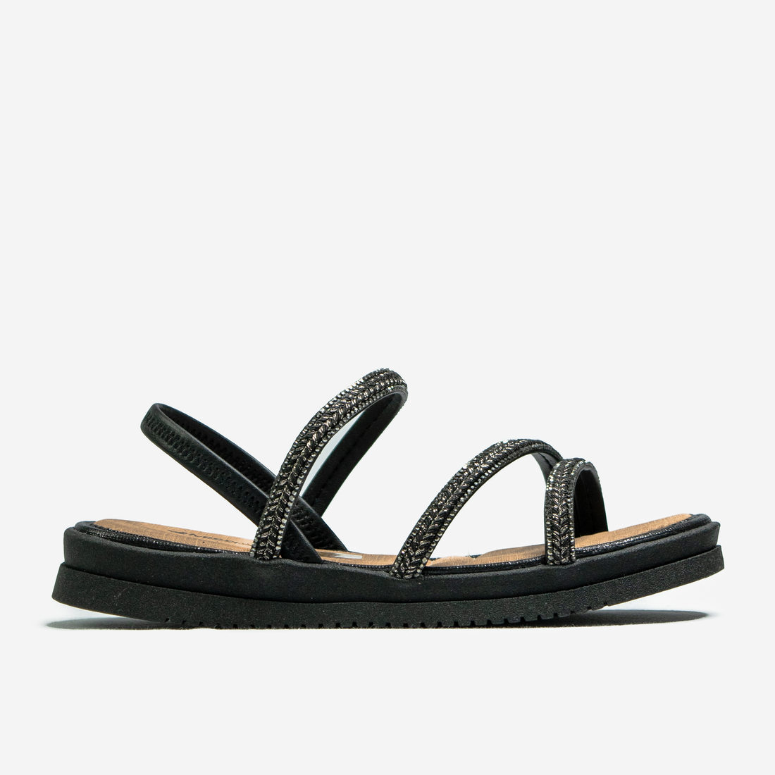 Sandália Papete Mississipi Tiras Aplicação Strass Trabalhado Posterior Elástico Solado Tratorado Pre Sandália Papete Mississipi Tiras Aplicação Strass Trabalhado Posterior Elástico Solado Tratorado Pre