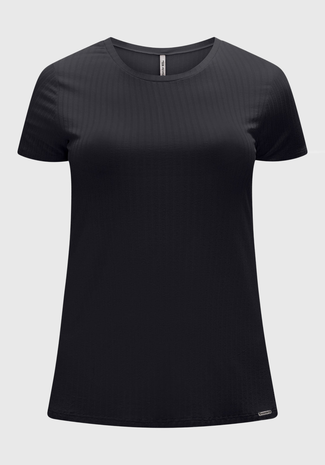 Blusa Lunender Viscose Elastano Malha Canelada Decote Redondo Básica Preto Blusa Lunender Viscose Elastano Malha Canelada Decote Redondo Básica Preto