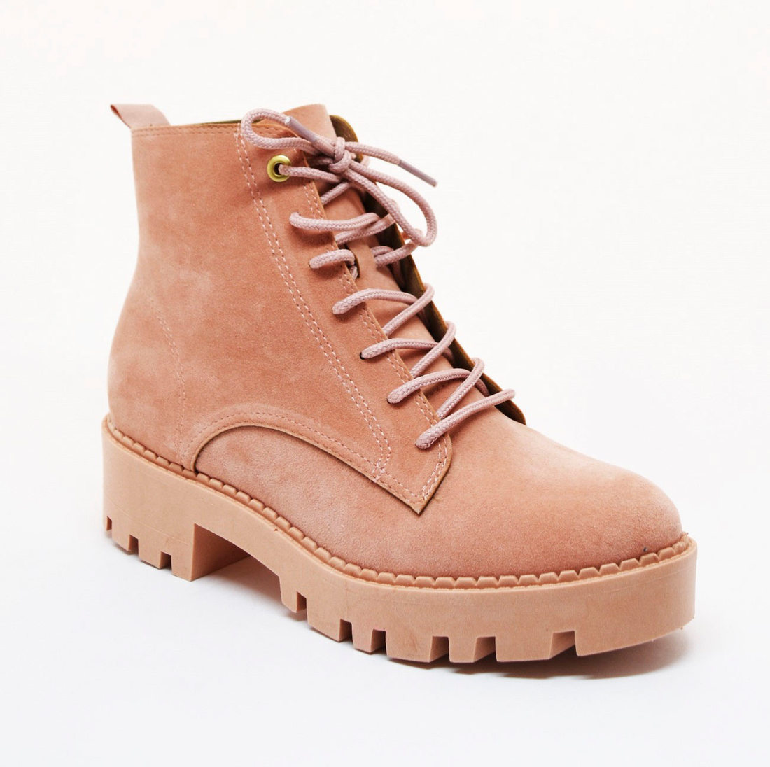 Bota Coturno Moleca Camurça Solado Tratorado Colorida Rosê