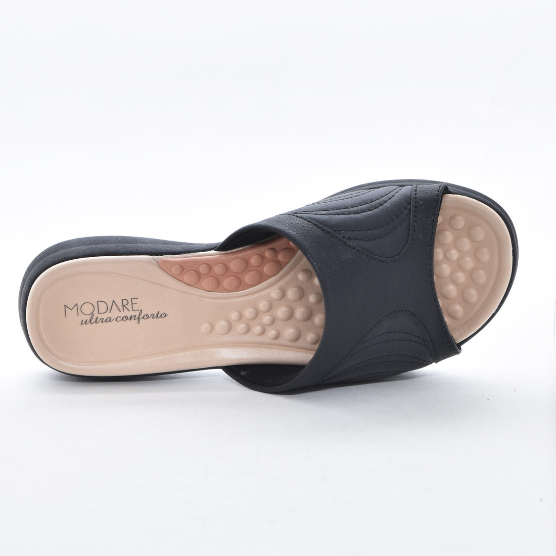 Rasteira Modare Ultra Conforto Cabedal com Recortes Corino Detalhe Costura Palmilha Bolhas Salto Bai