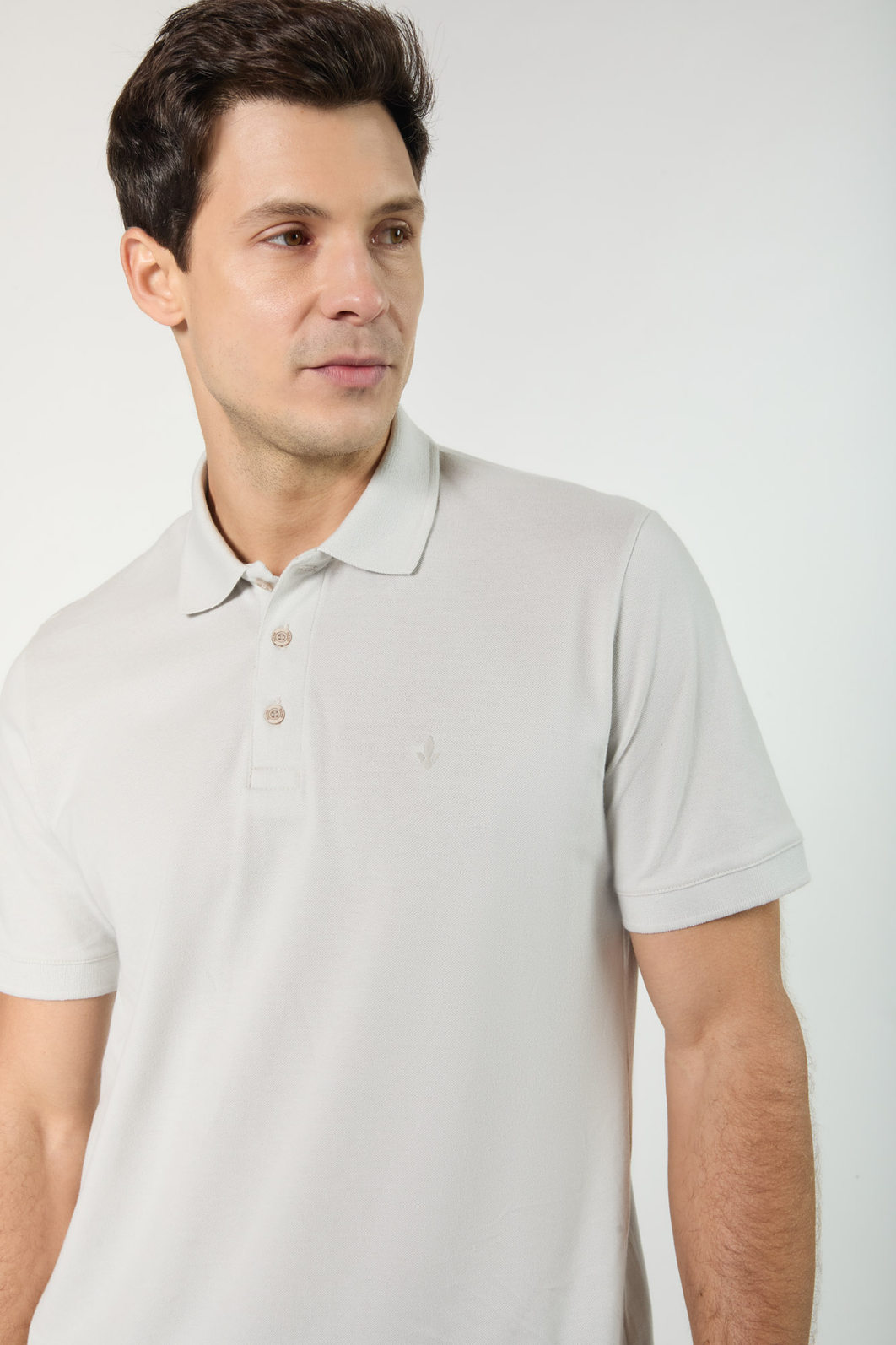 Camisa Polo Dlz Algodão Gola Colarinho Manga Curta Lisa Aplicação Logo Bordado Branco