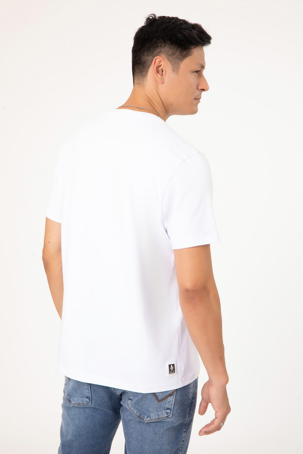 Camiseta Dlz Algodão Elastano Manga Curta Detalhe Escrita Emborrachado Aplicação Logo Branco