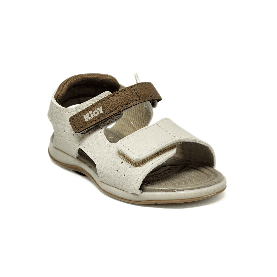 Sandália Papete Kidy Bicolor Flex Anatômico Fechamento Dois Velcro Bege Sandália Papete Kidy Bicolor Flex Anatômico Fechamento Dois Velcro Bege
