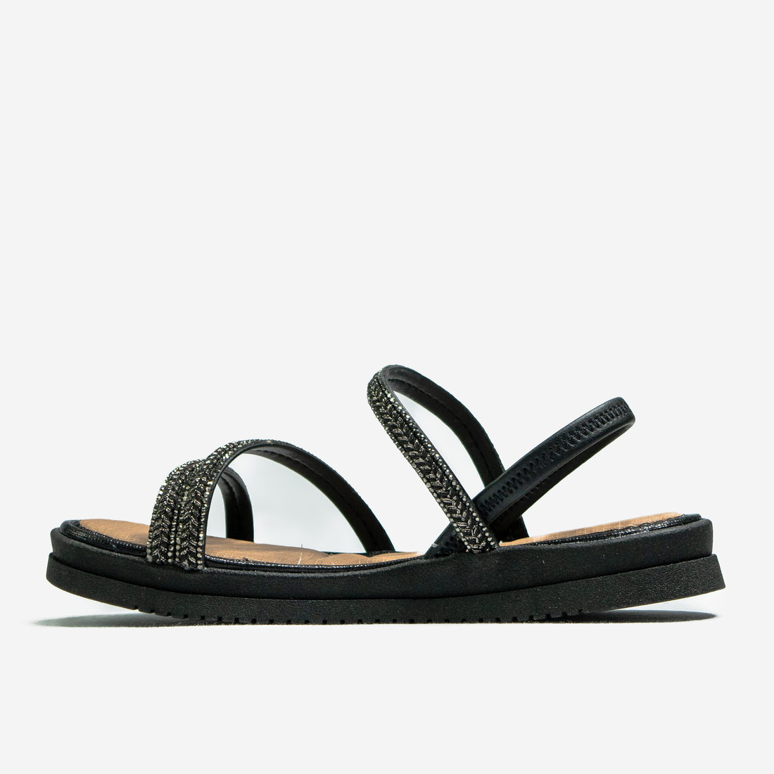 Sandália Papete Mississipi Tiras Aplicação Strass Trabalhado Posterior Elástico Solado Tratorado Pre Sandália Papete Mississipi Tiras Aplicação Strass Trabalhado Posterior Elástico Solado Tratorado Pre