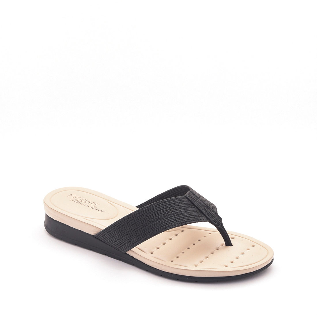 SANDÁLIA CHINELO MODARE ULTRA CONFORTO DEDO ANABELA TIRA TRABALHADA PRETA
