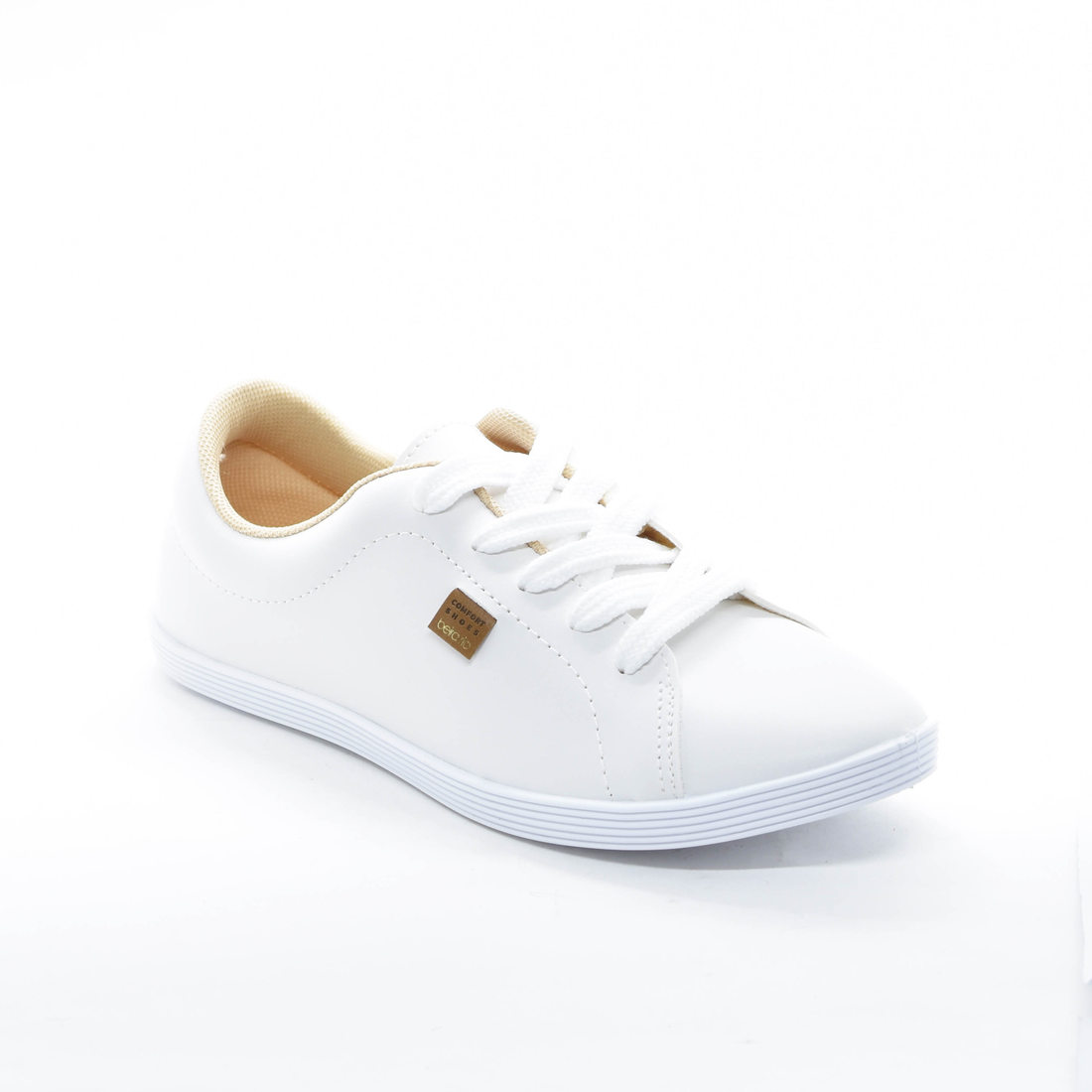 Tênis Beira Rio Linha Conforto Liso Solado com Listra Branco