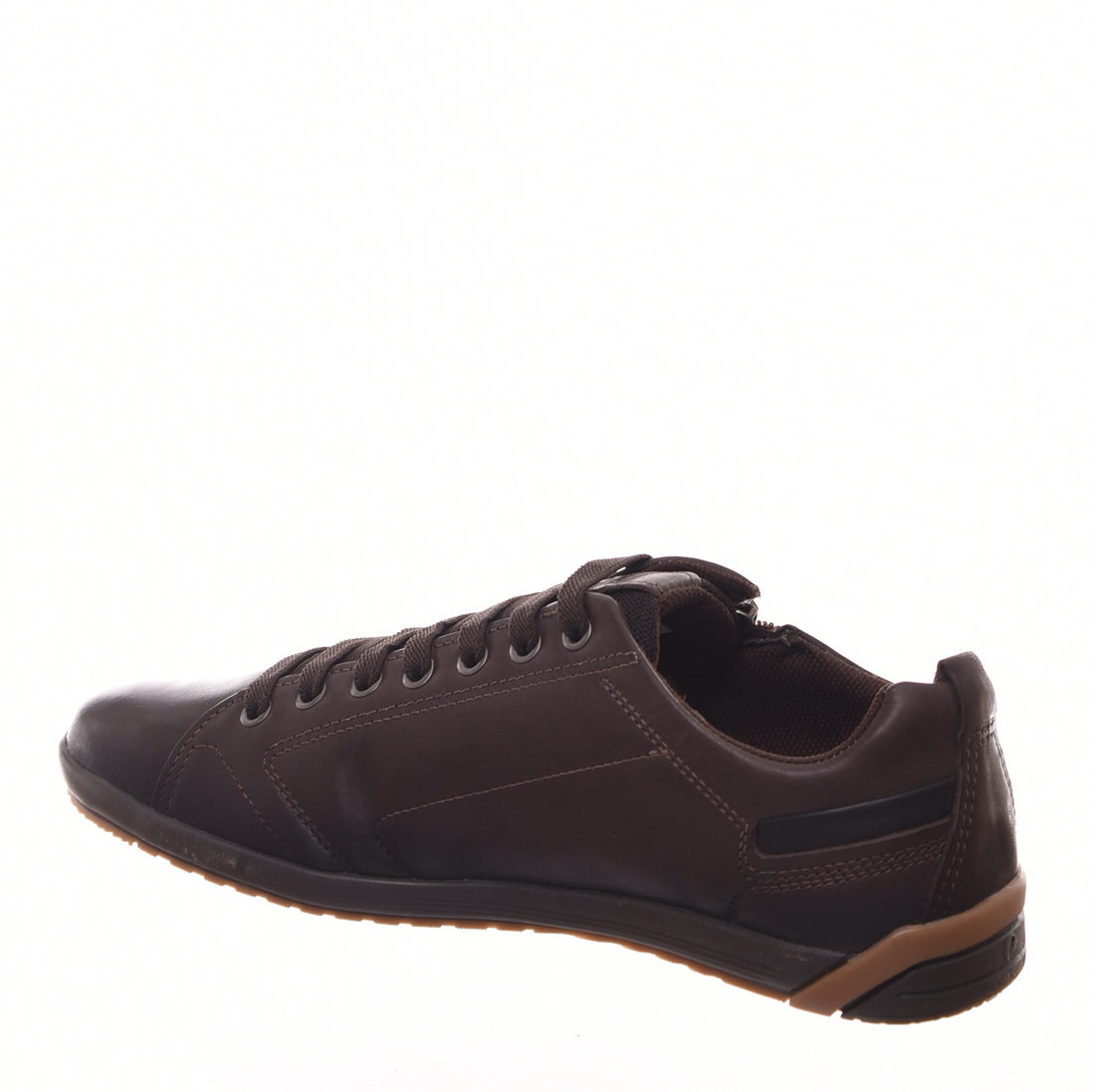 Sapatênis Pegada Cadarço Elástico Detalhe Zíper com Amortecedor Degradê Couro Marrom Sapatênis Pegada Cadarço Elástico Detalhe Zíper com Amortecedor Degradê Couro Marrom